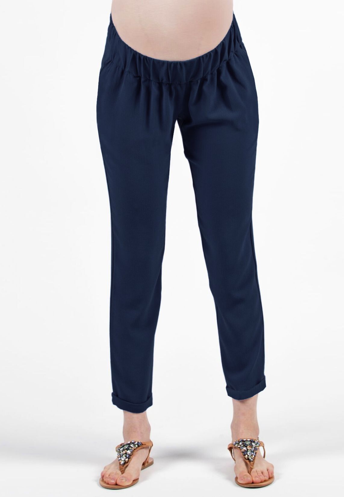 SILVIA - Maternity Jogger Trousers in Crepe (Blue, XS)