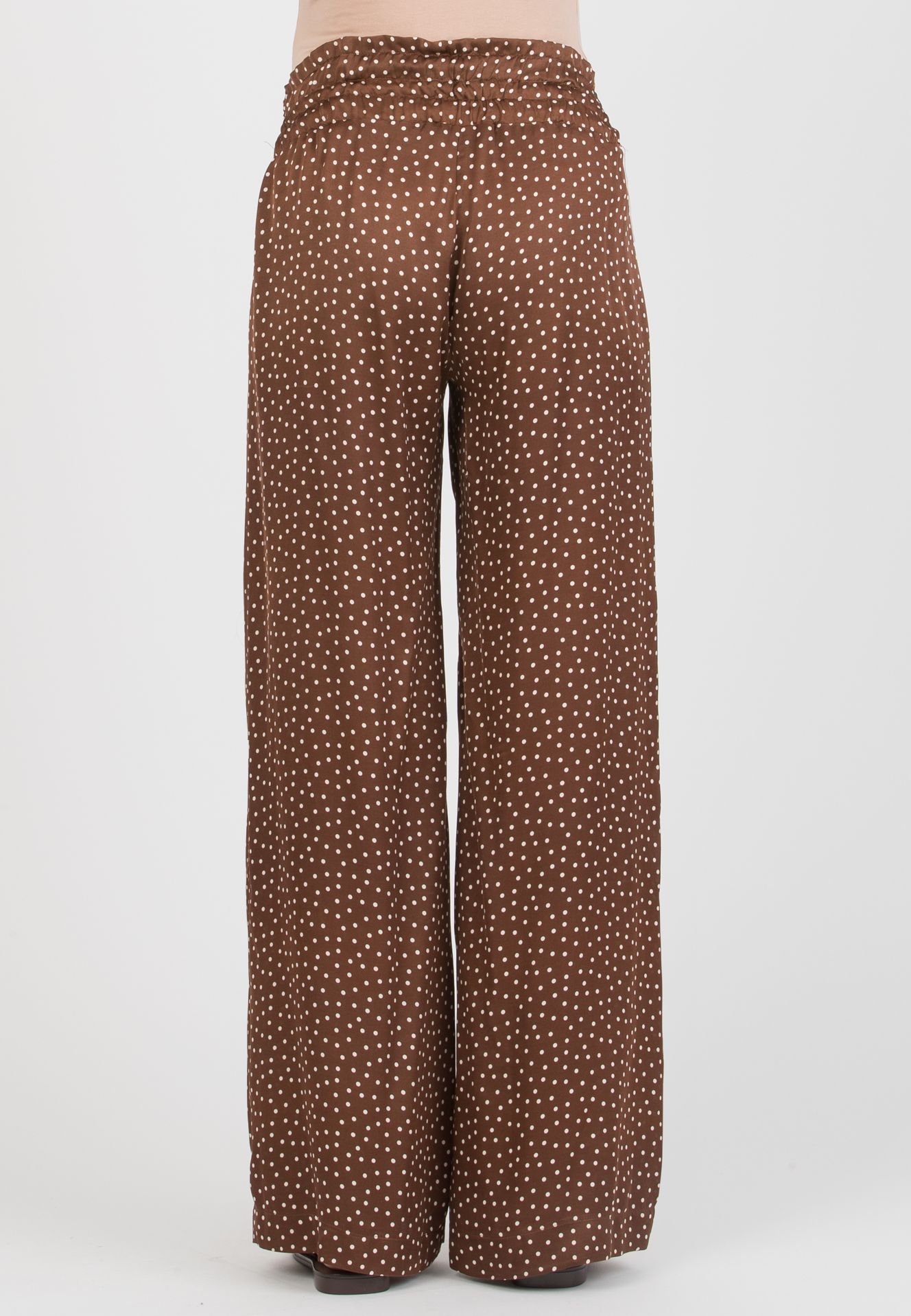 GUENDALINA LG - Maternity Palazzo Trousers in Printed Viscose Satin (Marrone)