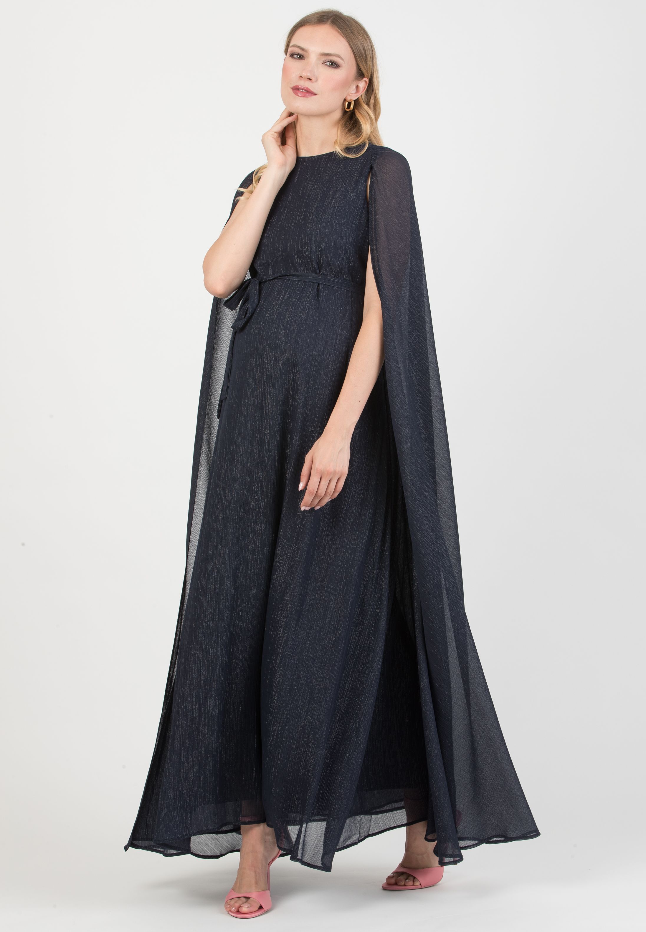 PHOEBE - Abito Premaman Lungo con Mantello (Blu)