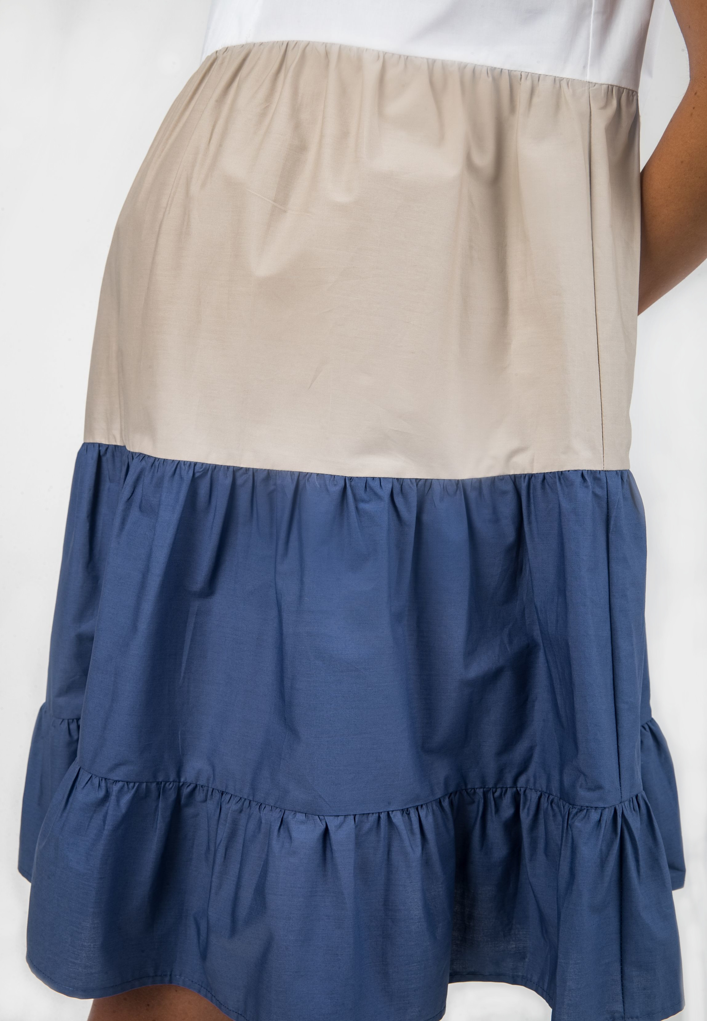 CHIARA - Maternity & Nursing Dress in Cotton in Three Colours with Flounces (Denim , S)