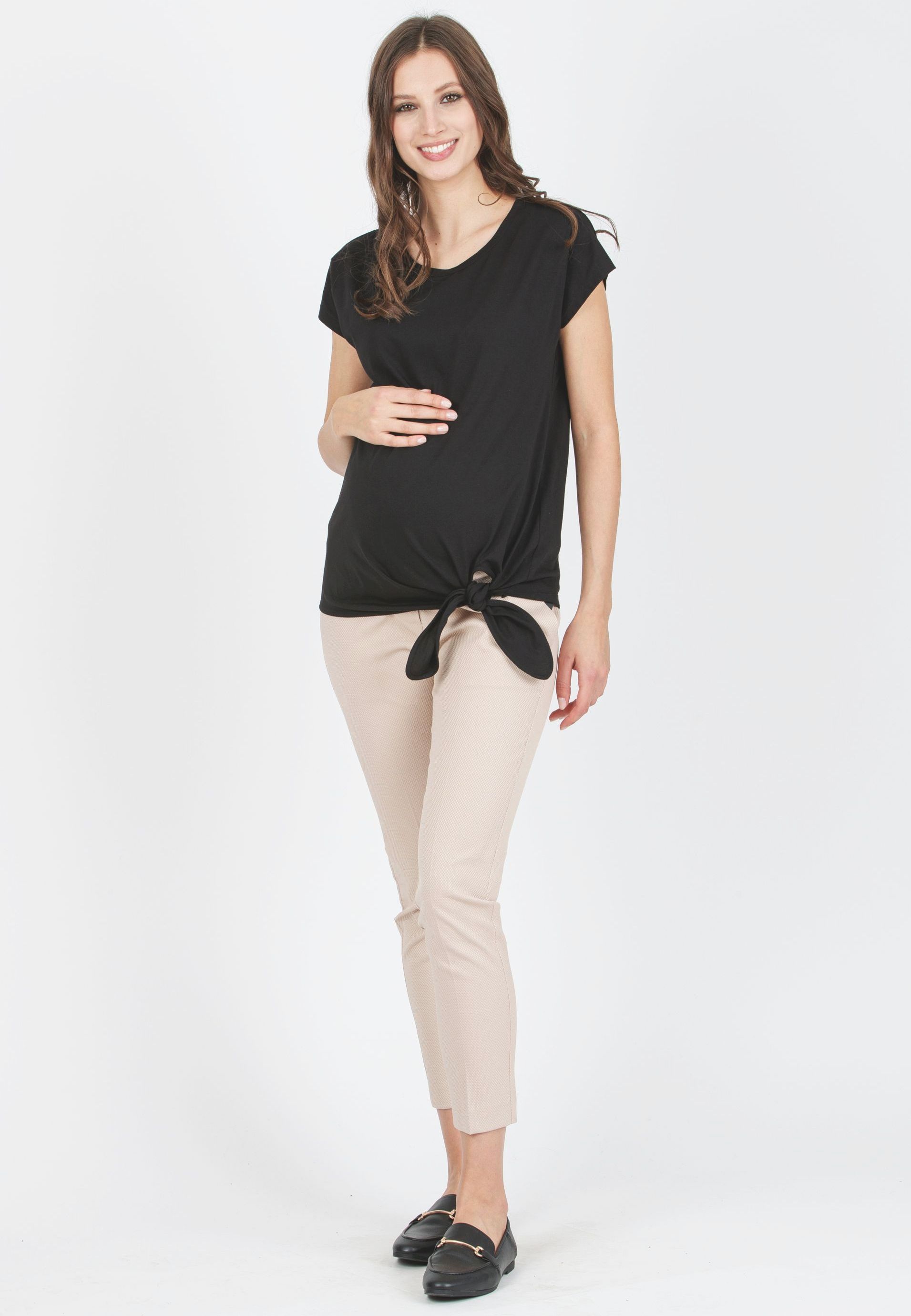 GILDA P - Tailored Maternity Trousers in Pique (Beige, XS)