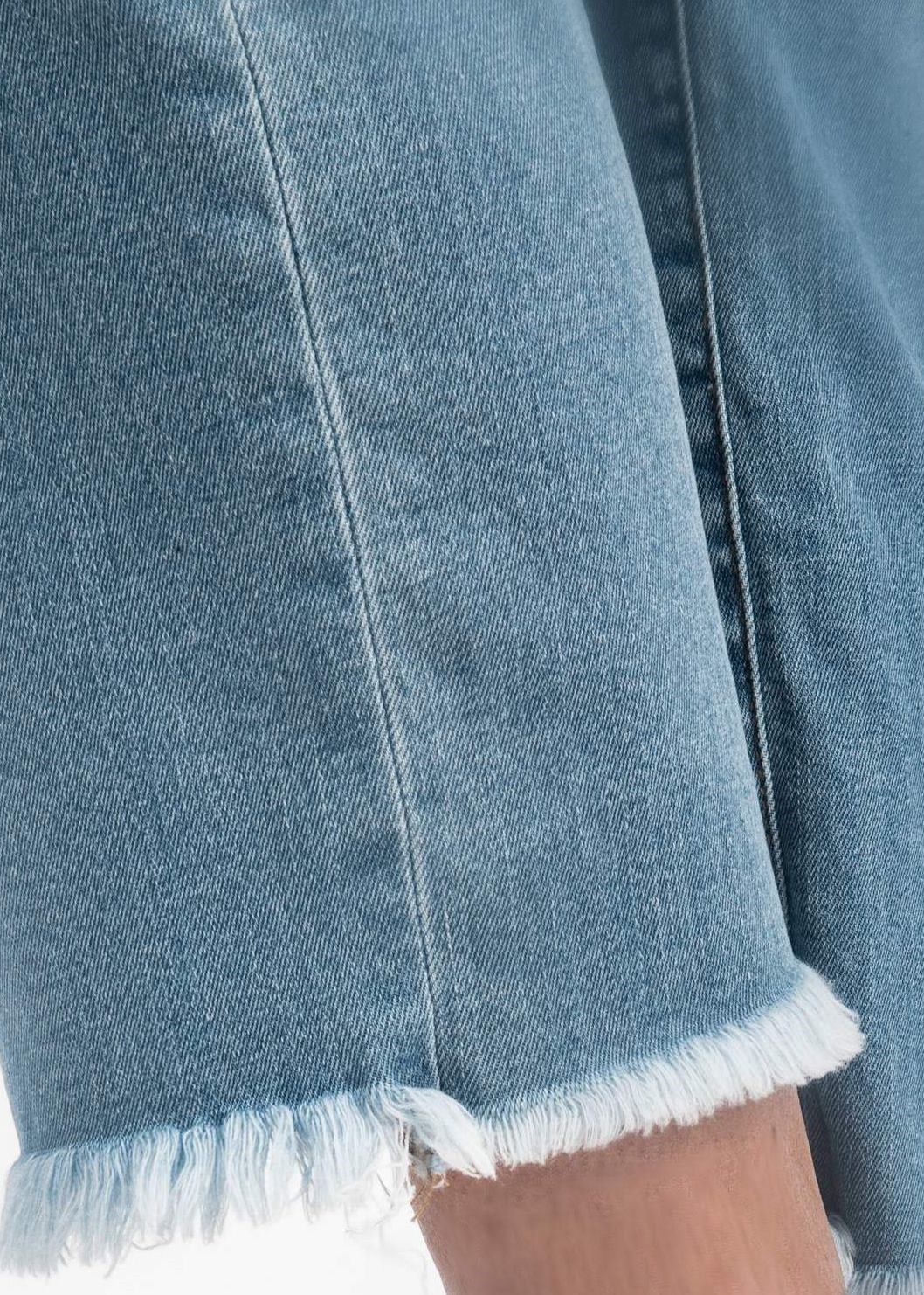 GIADA - Cropped Straight Maternity Jeans with Fringed Hem (Azzurro)