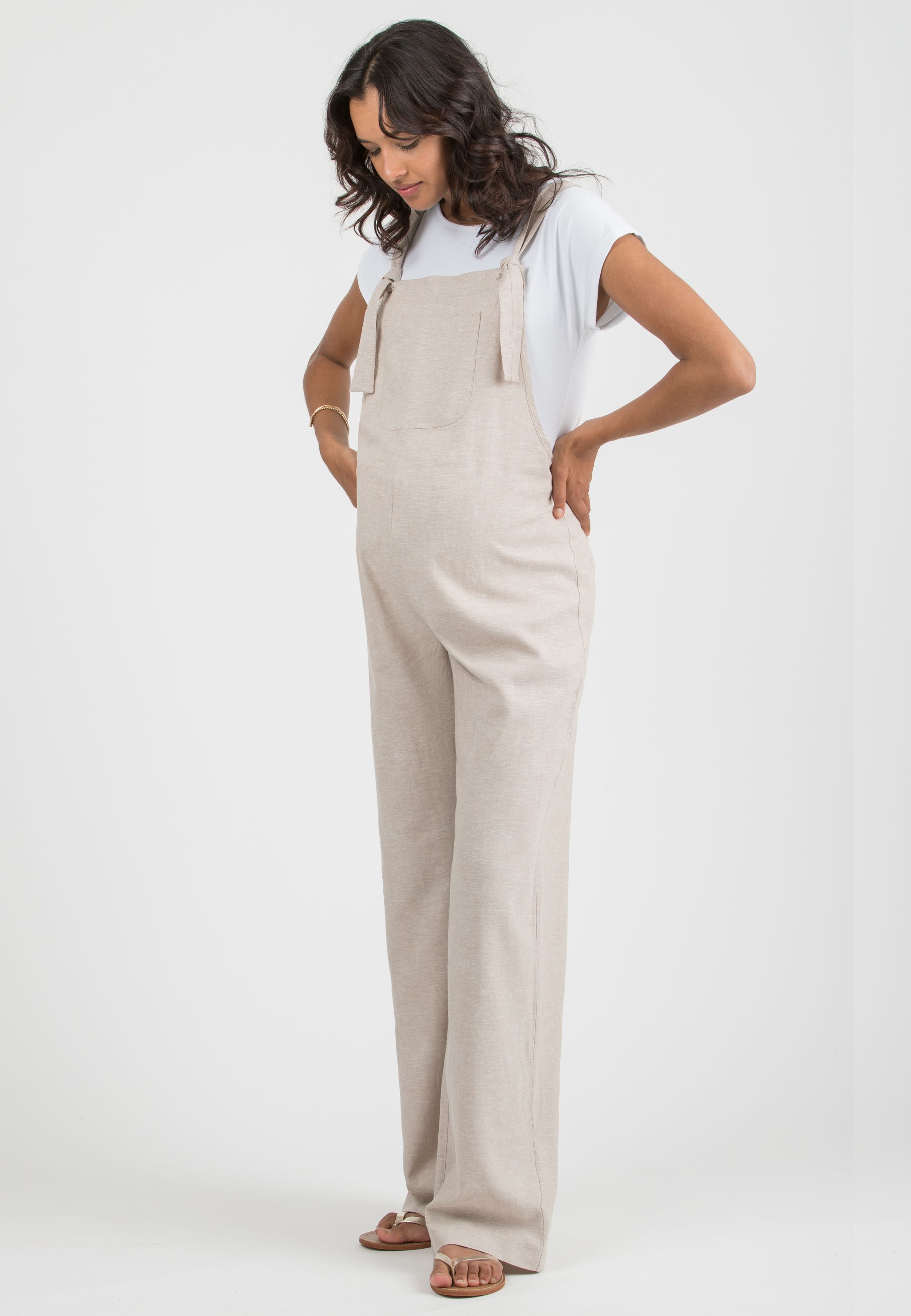 BETTA – Linen Maternity Dungaree (Ecru')