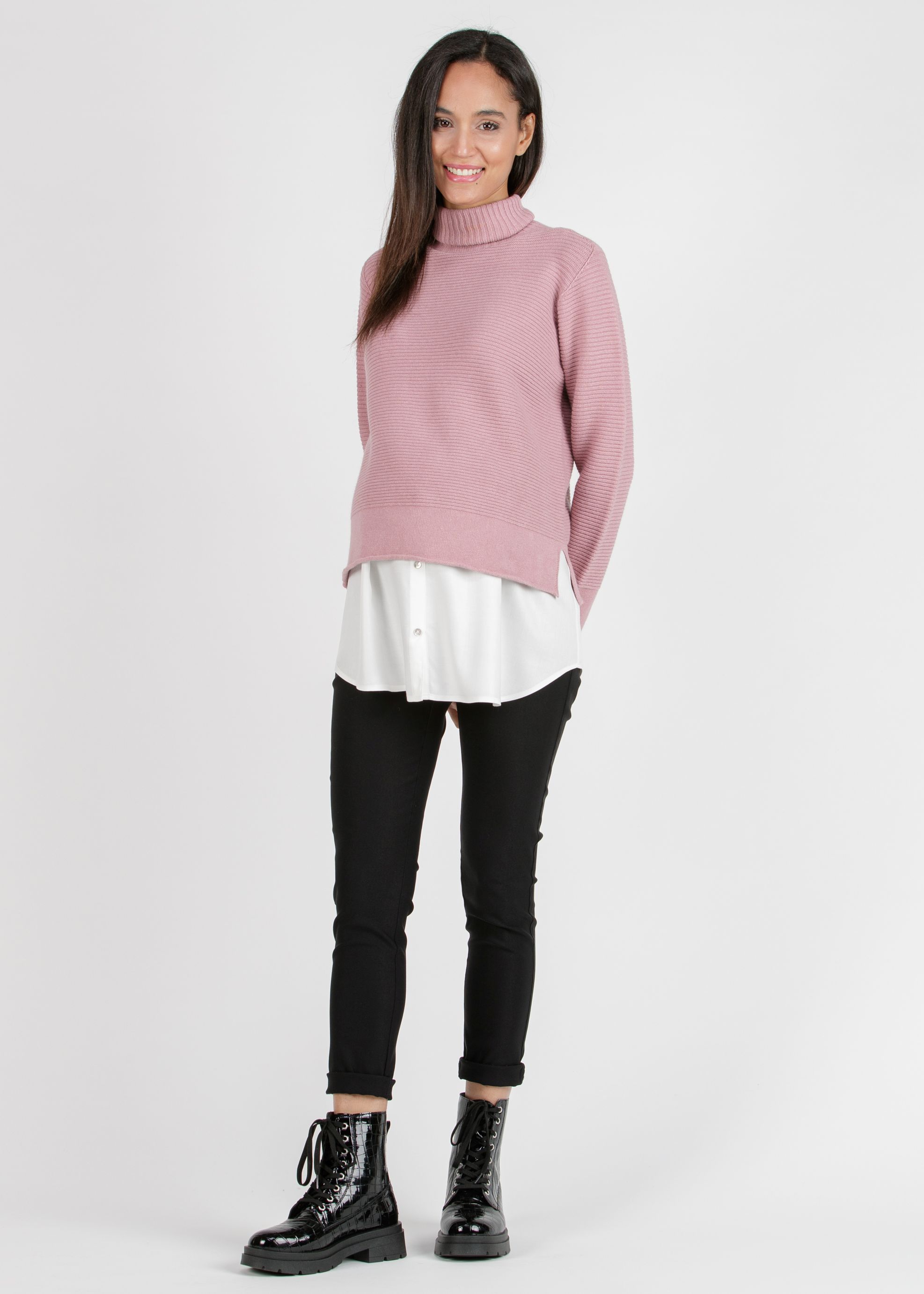 MARIANNA - Maglioncino Premaman & Allattamento con Top in Viscosa Abbinato (Rosa Confetto, XS)