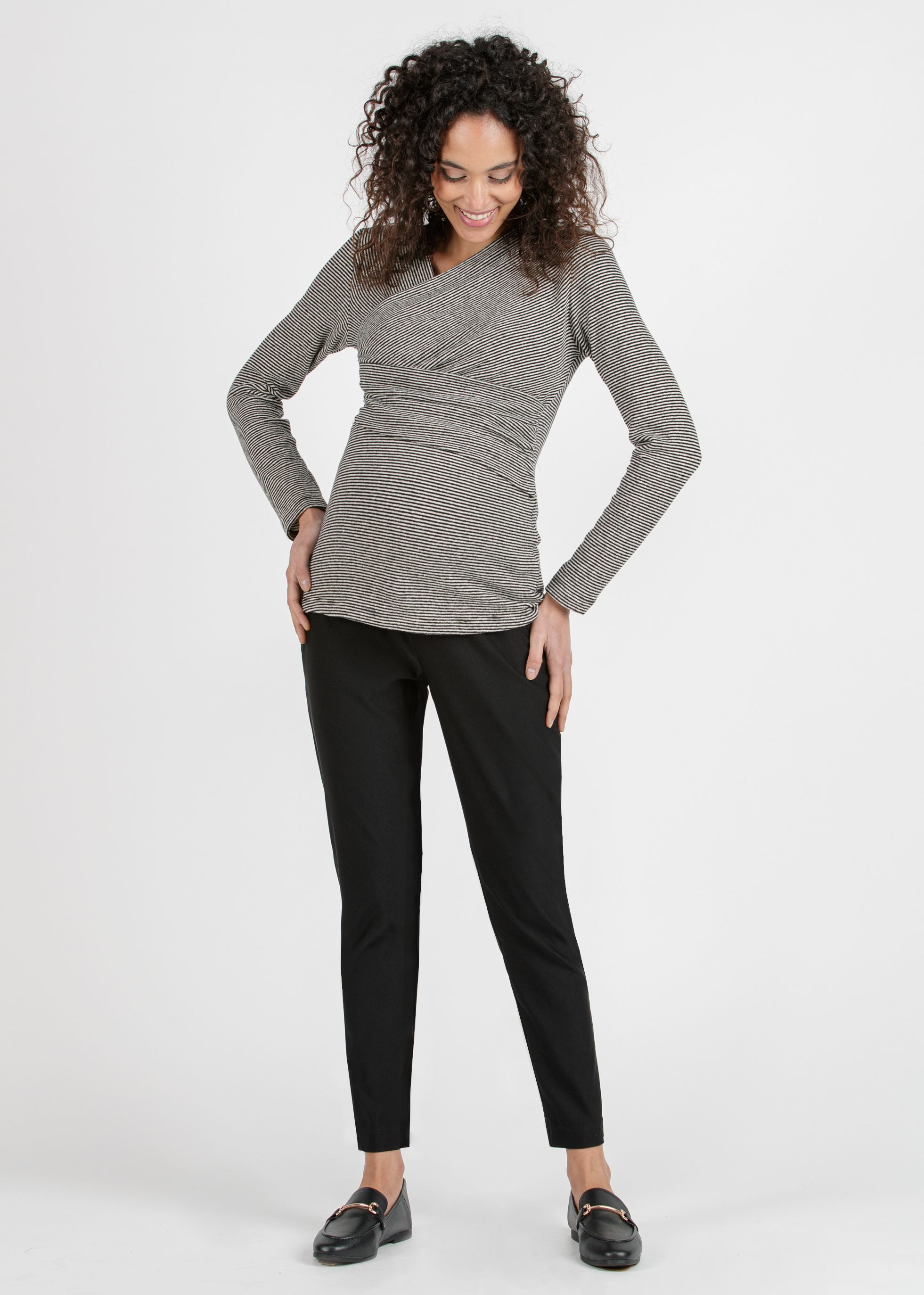CINZIA M - Maternity & Nursing Sweater with Asymmetrical Neckline (Nero)