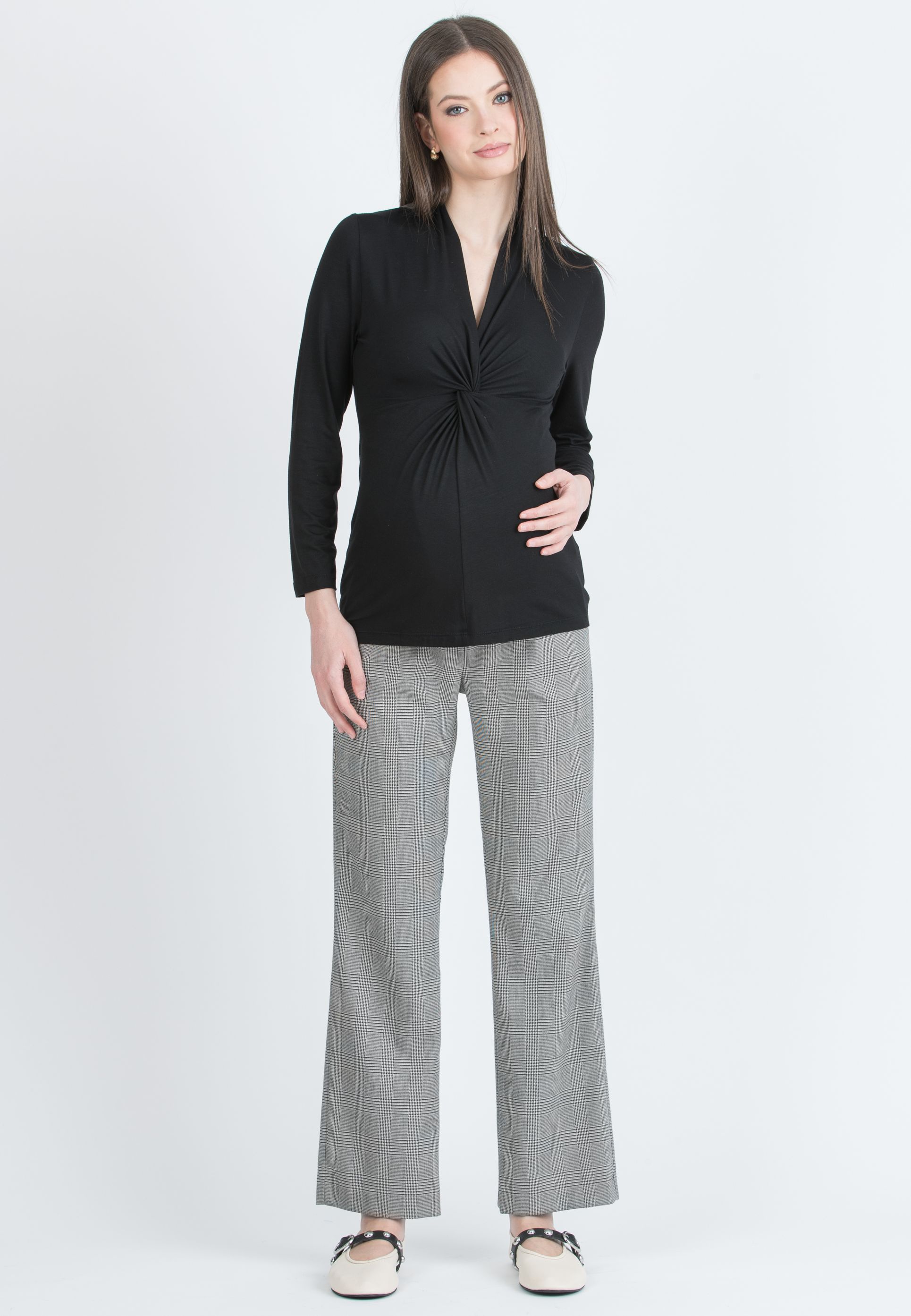 ISSA J – Maglietta Premaman & Allattamento in Jersey di Viscosa con Nodo (Nero)