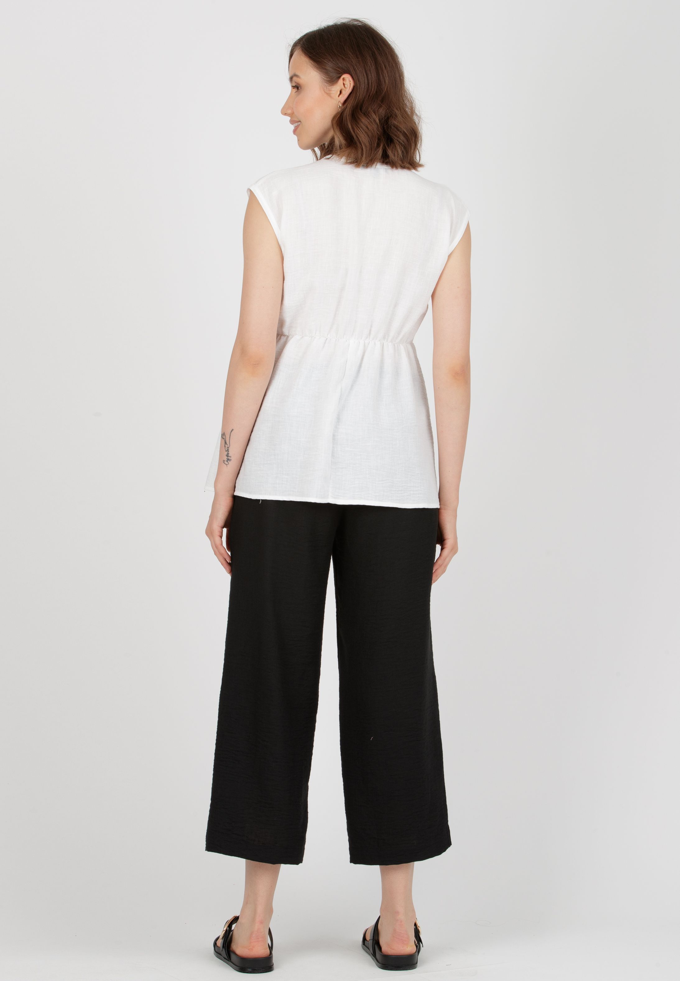GUENDALINA - Pantalone Premaman con Elastici (Nero, XS)