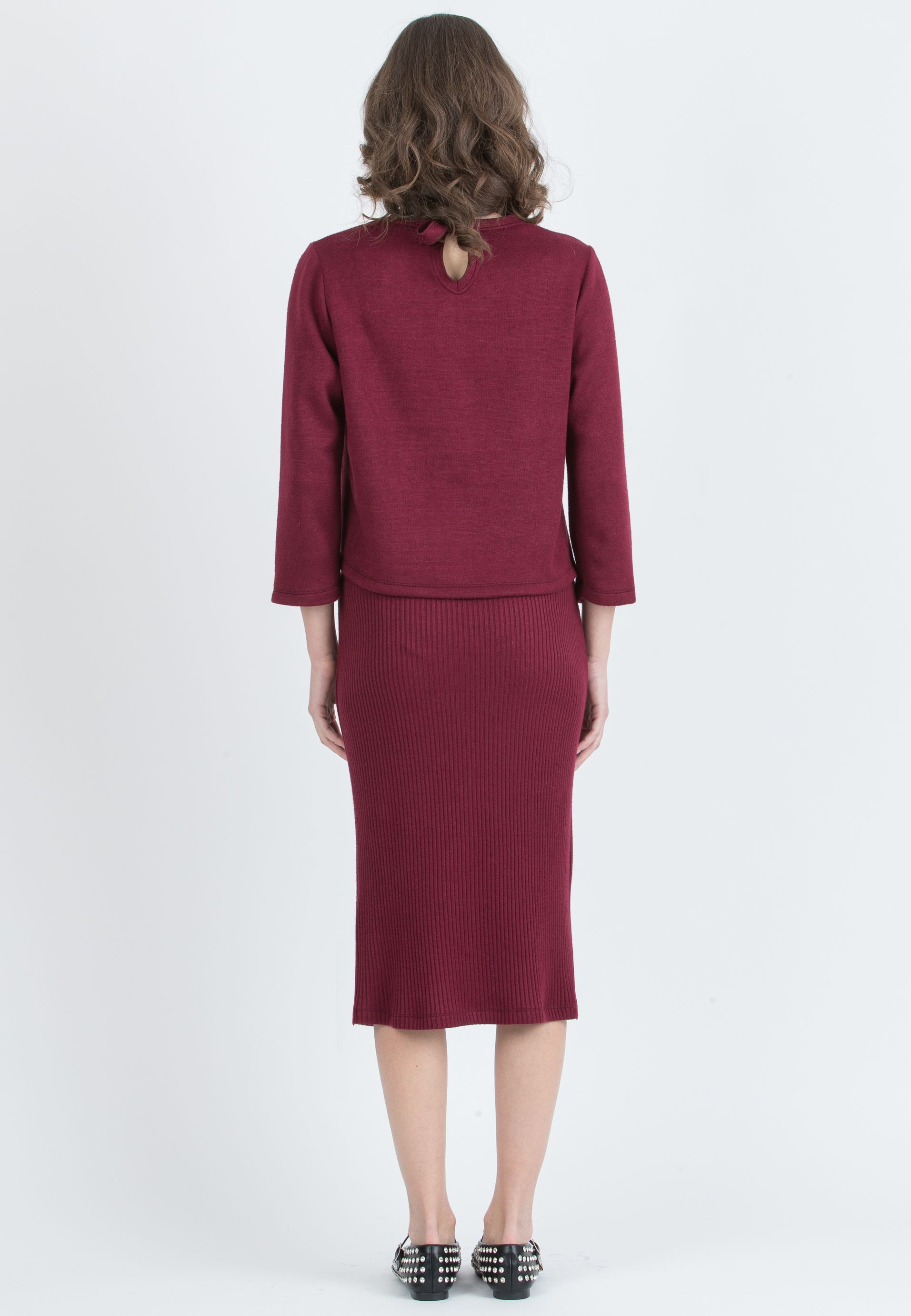 BAILEY - Maternity Sweater with Back Bow (Bordeaux)