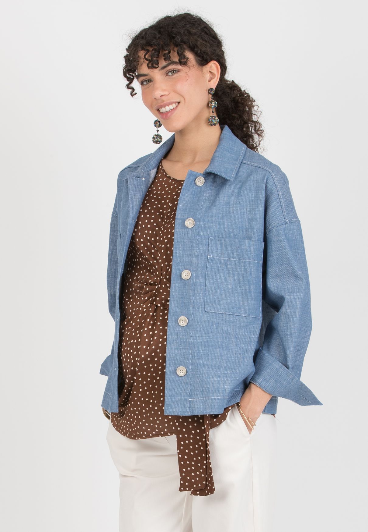 NINA - Maternity Denim Shirt Jacket (Azzurro)