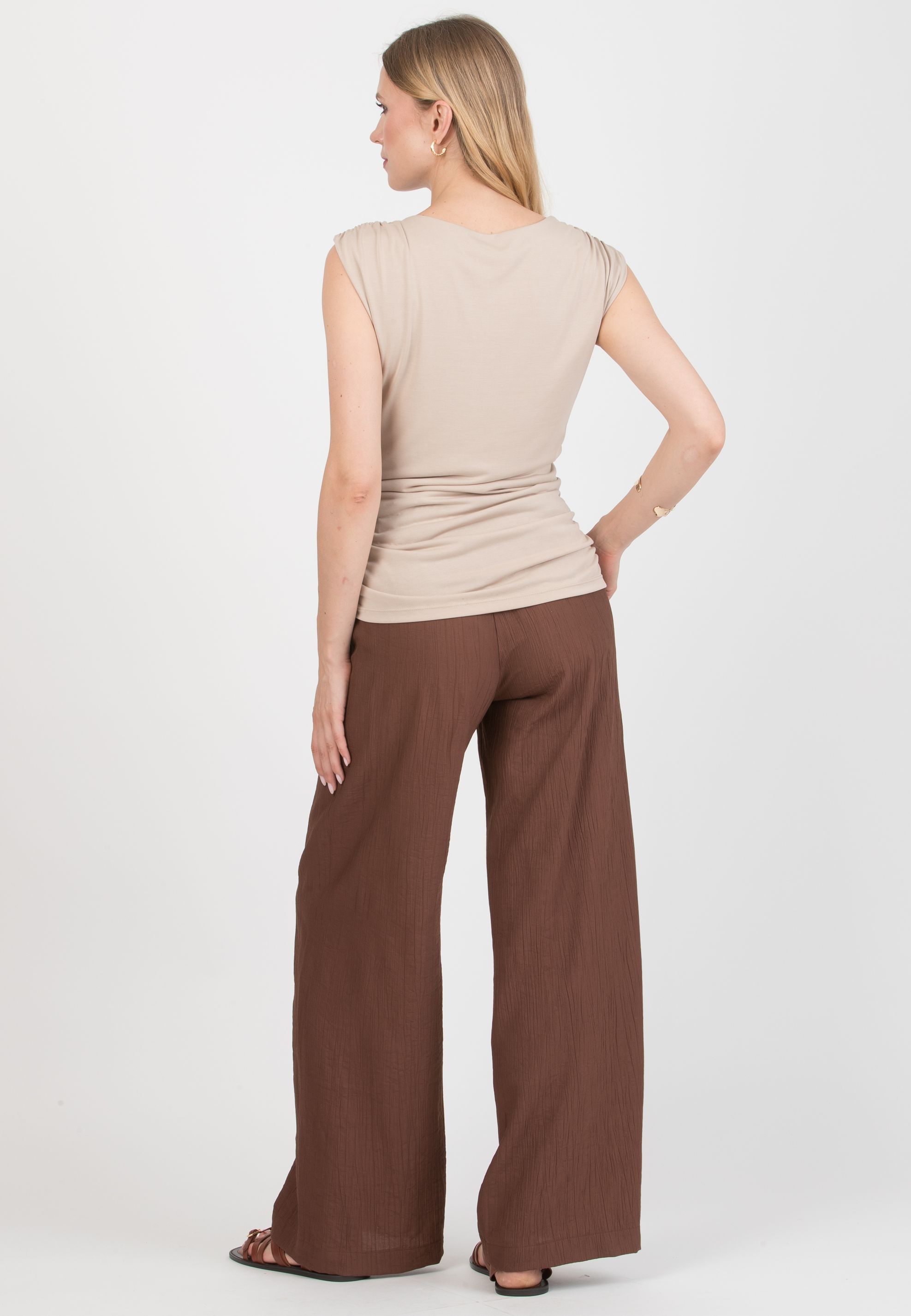 GUENDALINA LG - Maternity Palazzo Trousers in Viscose (Marrone)