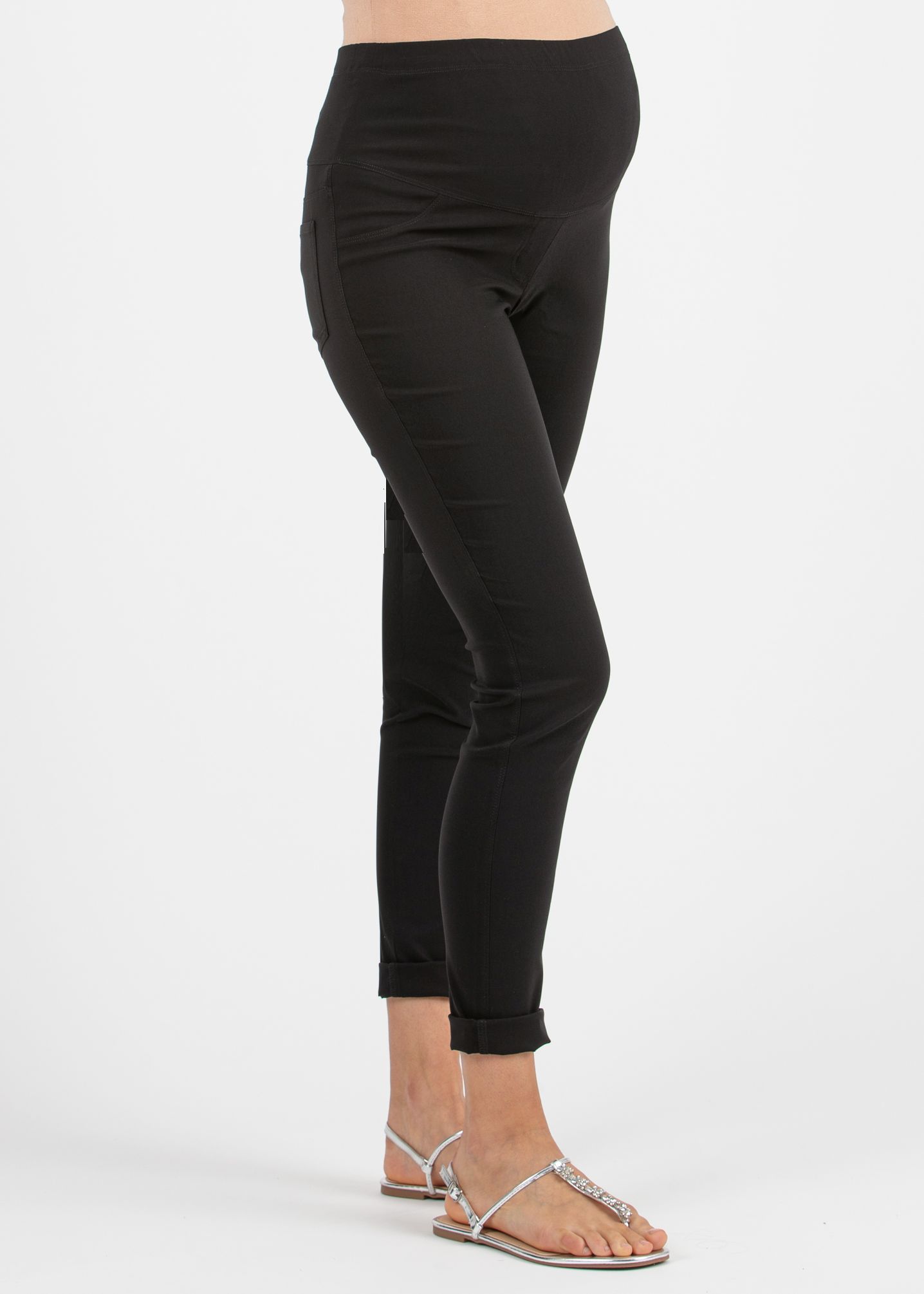 EBONY - Pantalone Premaman Skinny in Bengalina Super-Stretch (Nero, XXS)