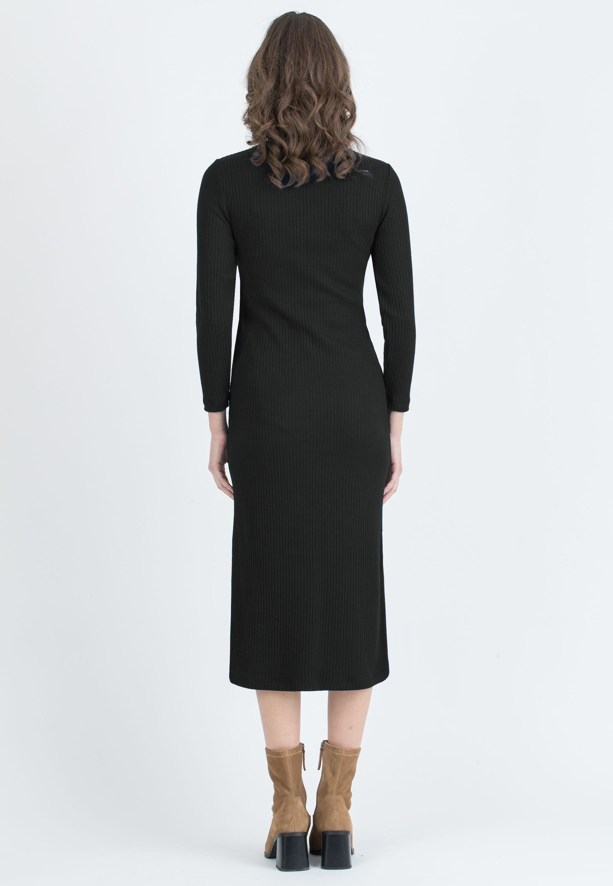 ISSA M/L – Abito Premaman & Allattamento in Maglia a Costina con Nodo (Nero)