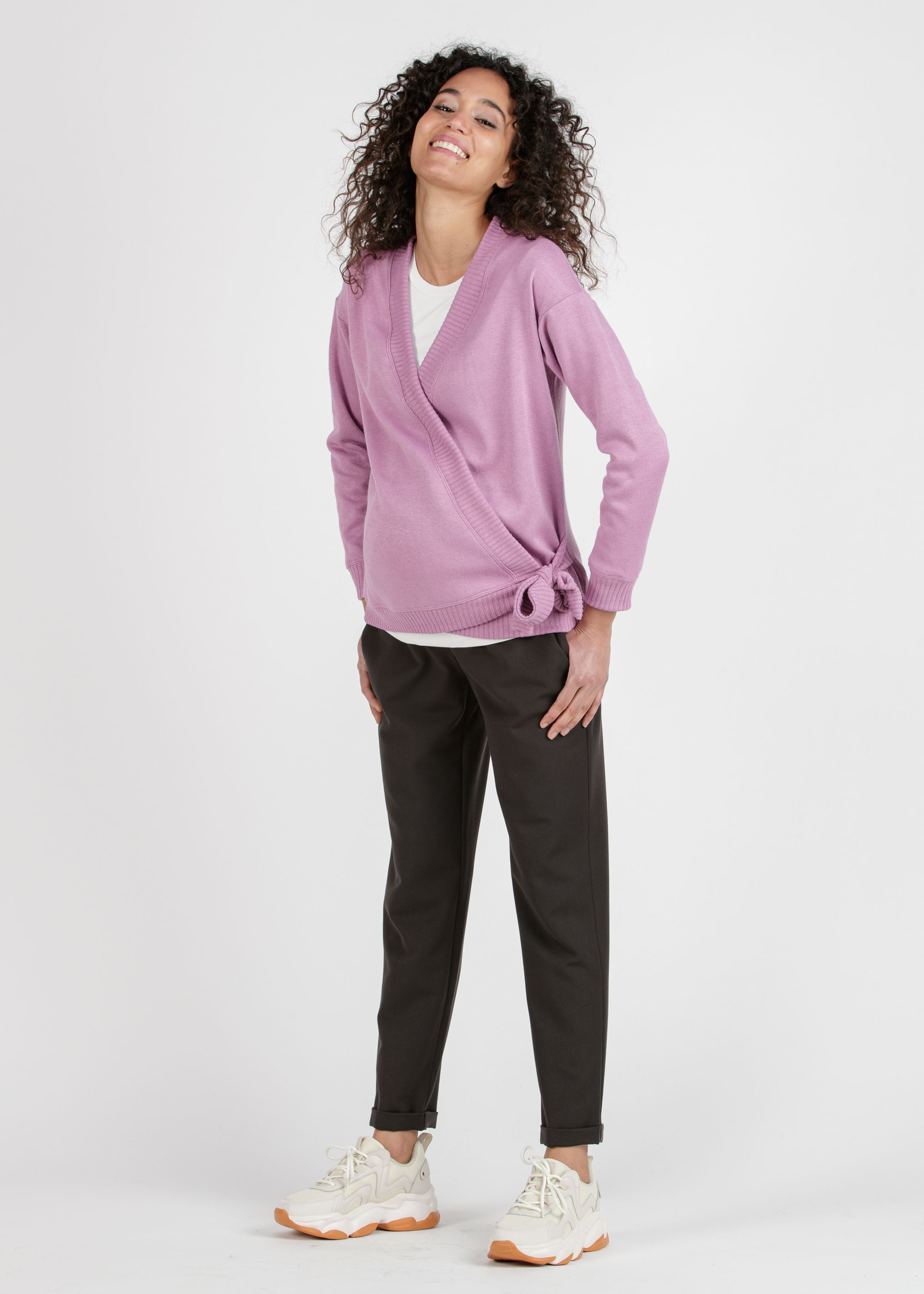 CAROLA - Relaxed Fit Maternity Trousers in Gabardine (Marron Scuro, XS)
