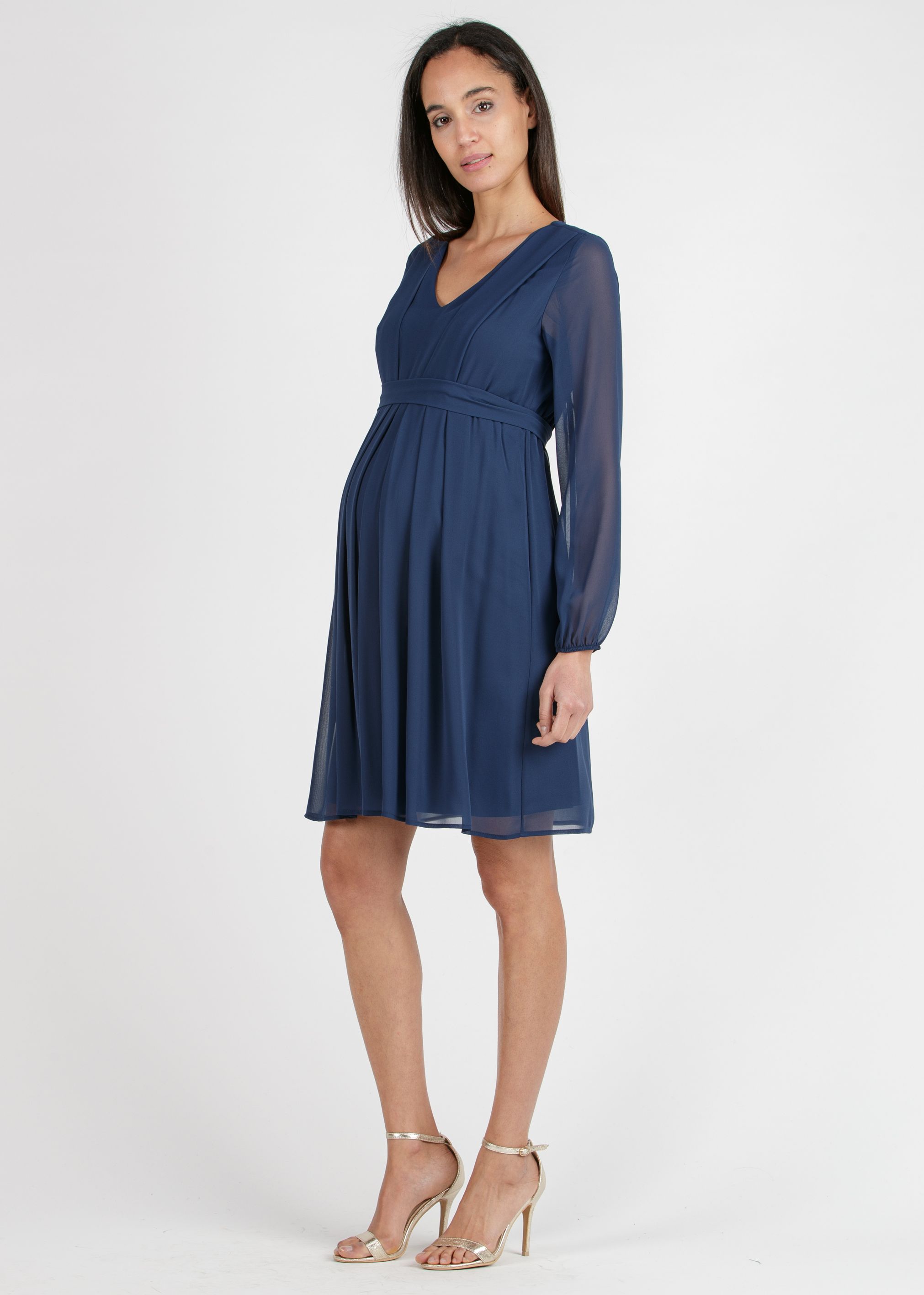 SARA - Maternity & Nursing Dress in Chiffon (dust, XS)