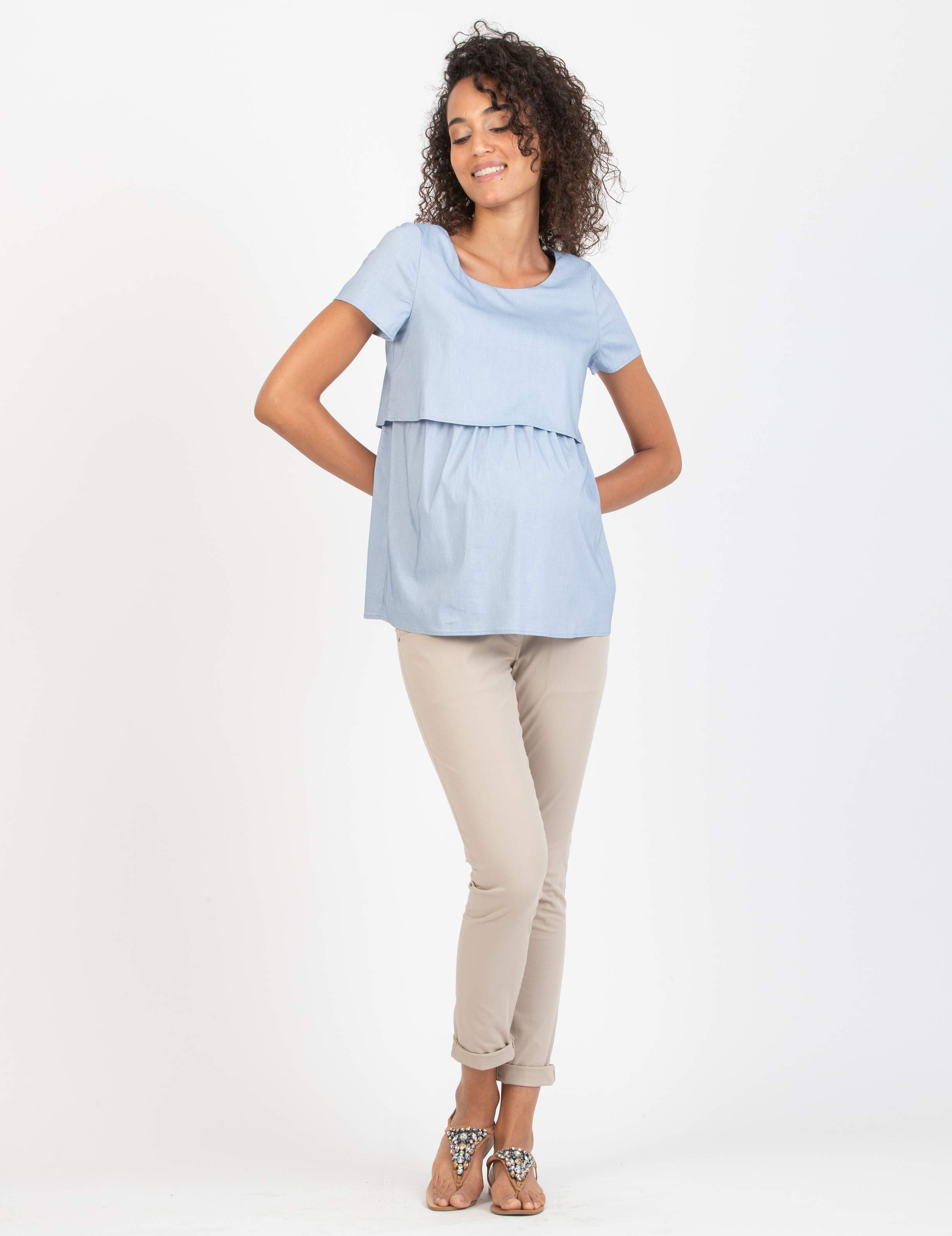 Slim Fit Boyfriend Maternity Trousers (Beige, XS)