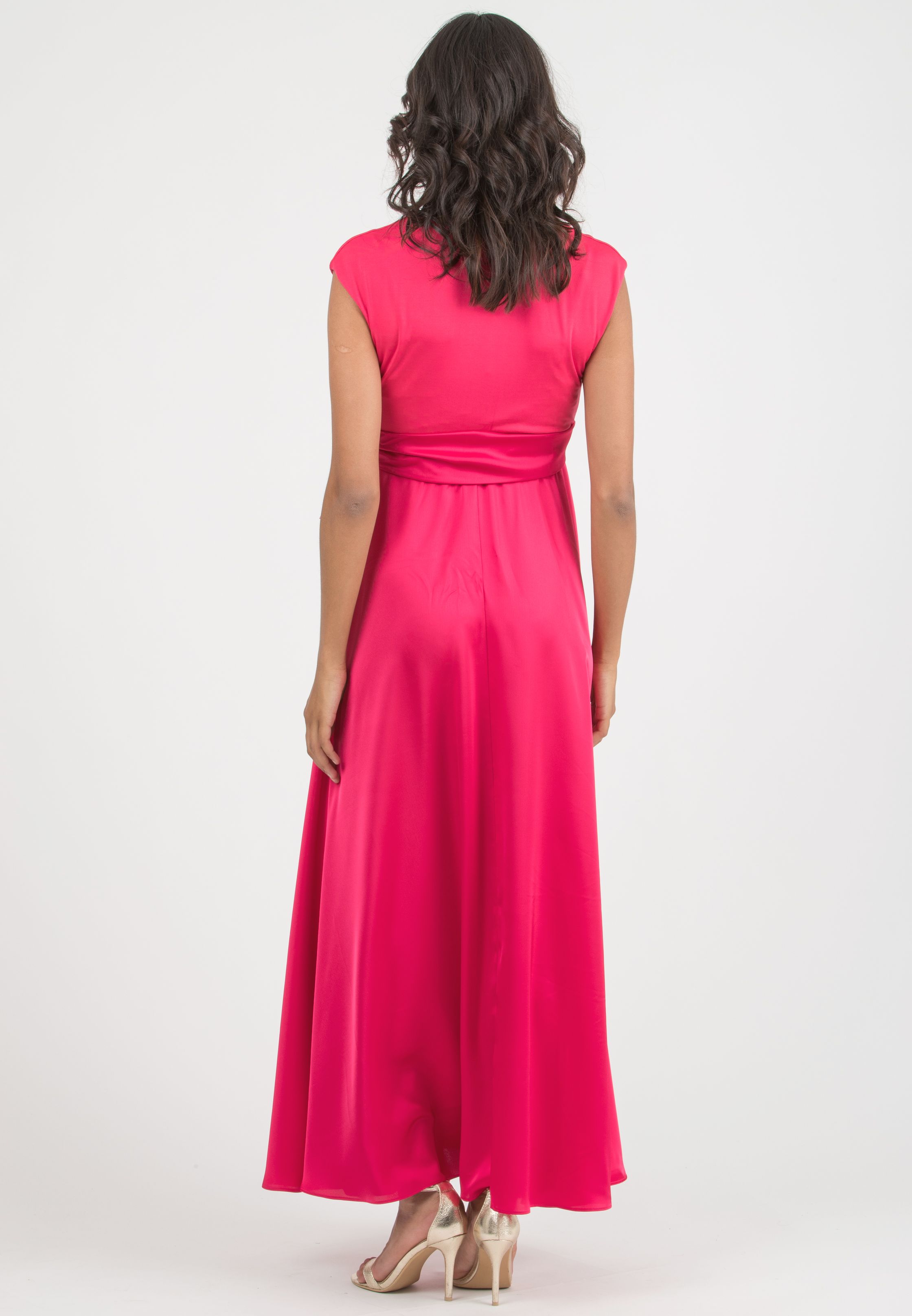 LUCREZIA - Maternity & Nursing Maxi Dress with Satin Skirt (Rosso)