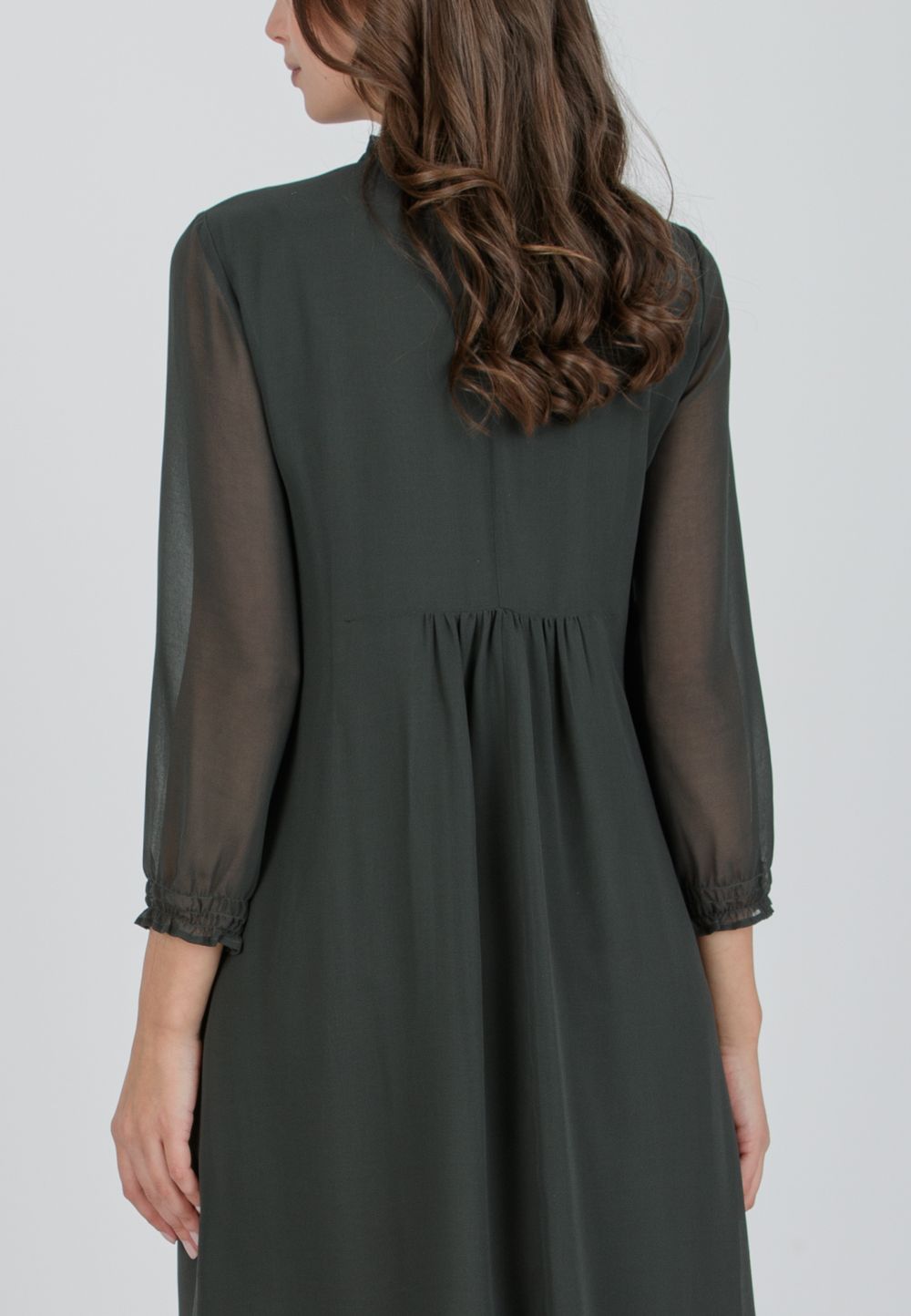 DIANA - Abito Premaman & Allattamento in Chiffon con Volant (Verde Militare, XS)