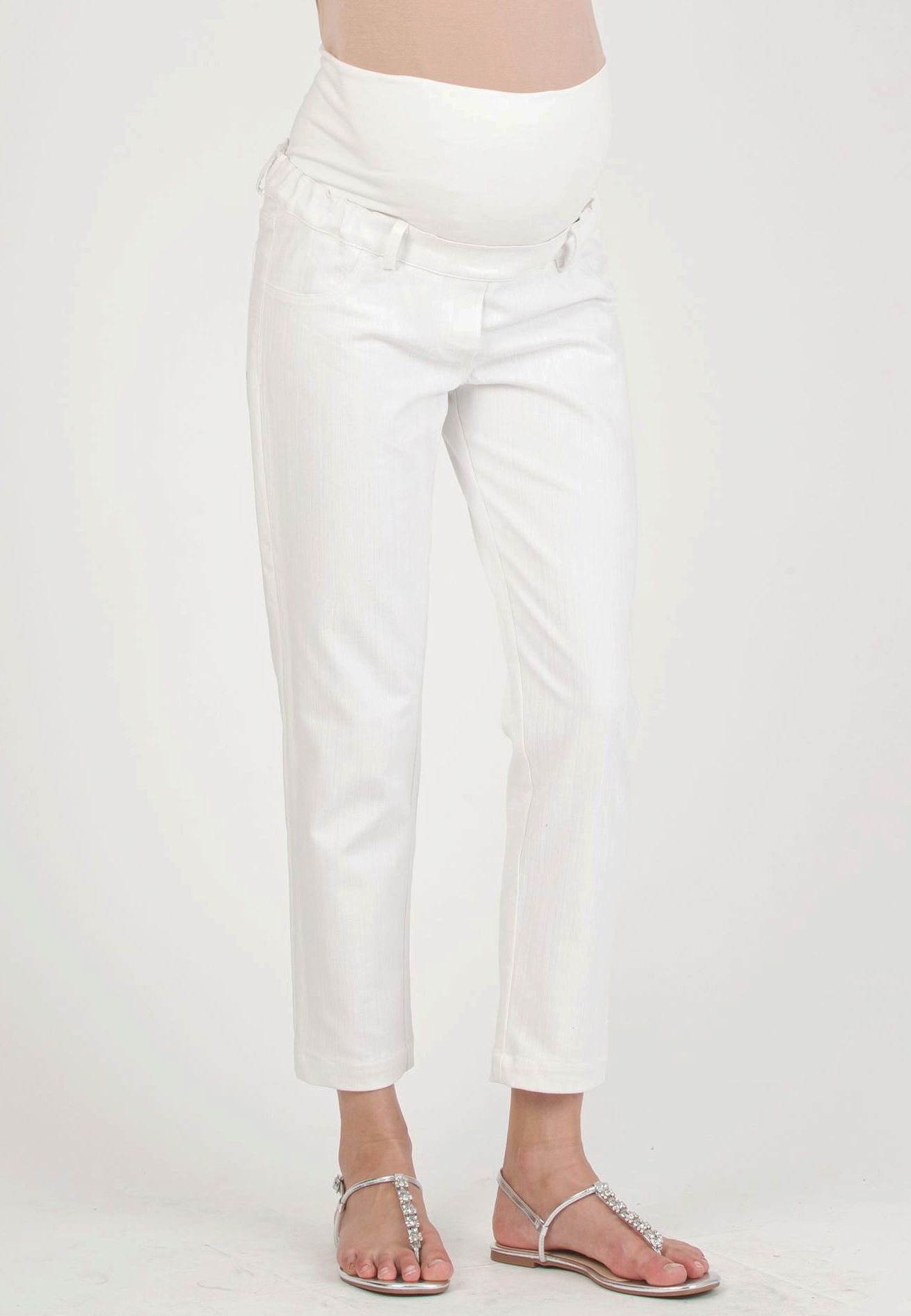 STEPH J - Boyfriend Premaman in Finto Jeans (Avorio, XS)