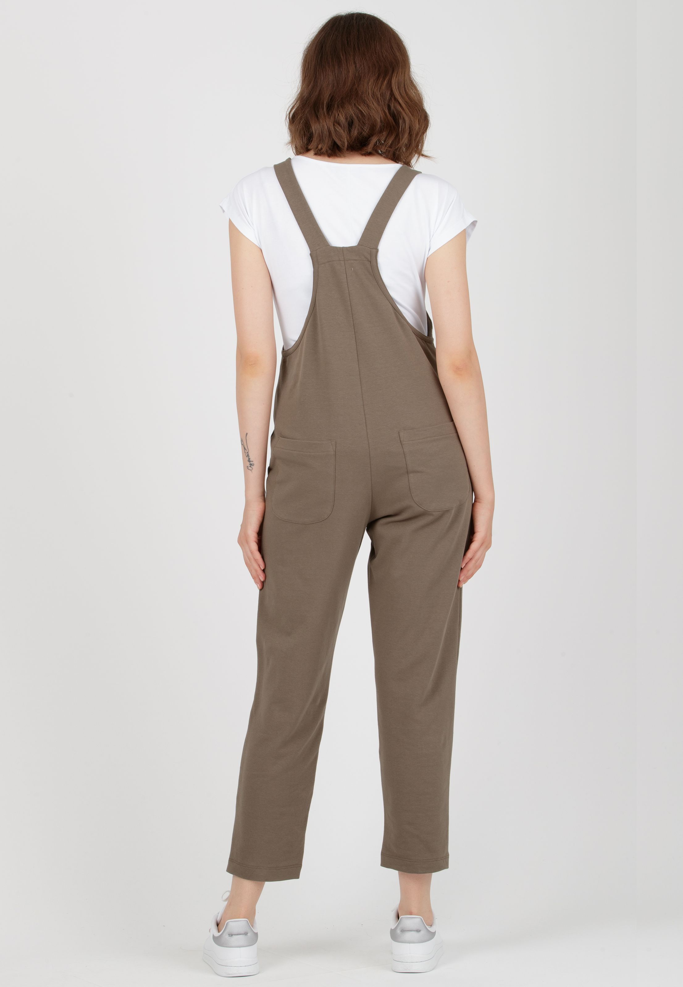 ESTER - Maternity Dungaree in Cotton Sweatshirt (Verde Militare)