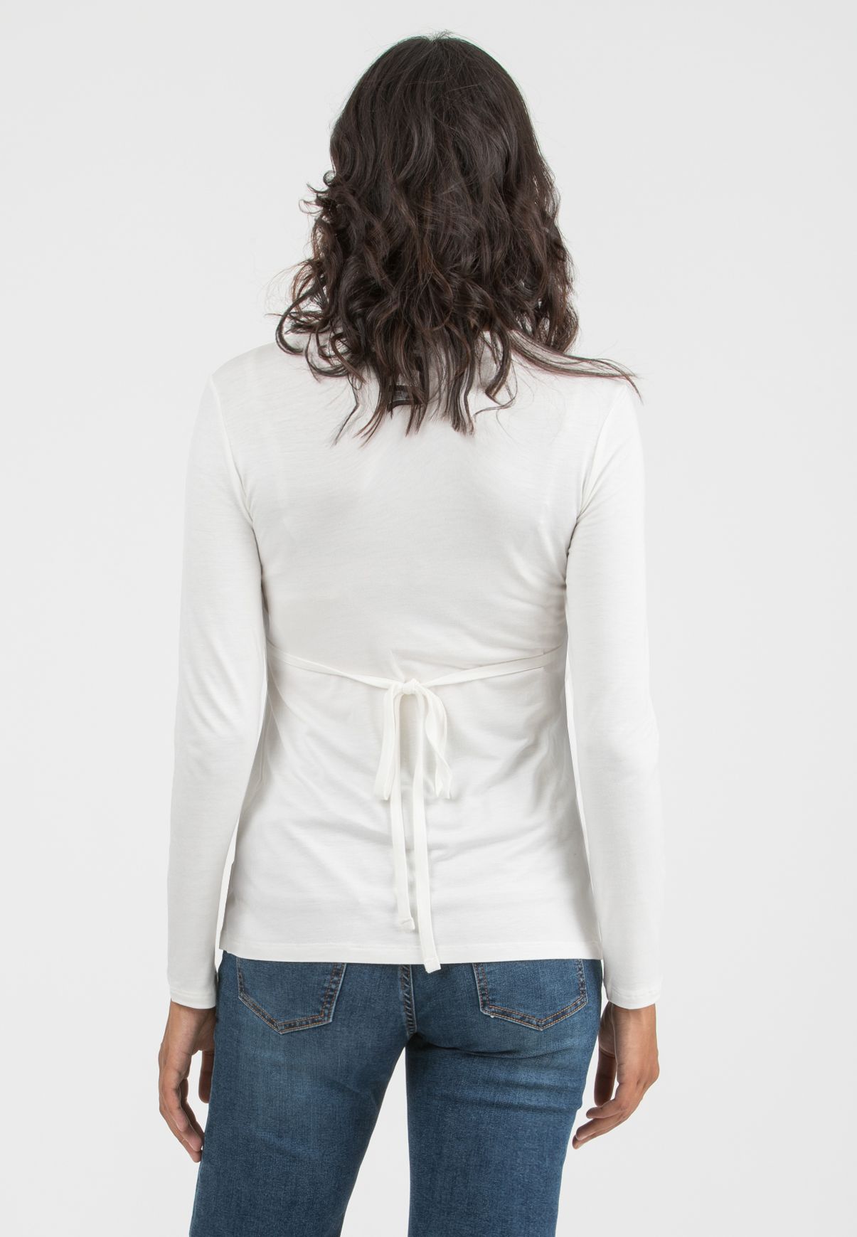 MARGHERITA M/L - Maternity and Nursing Crossover T-shirt with Strings (Avorio)