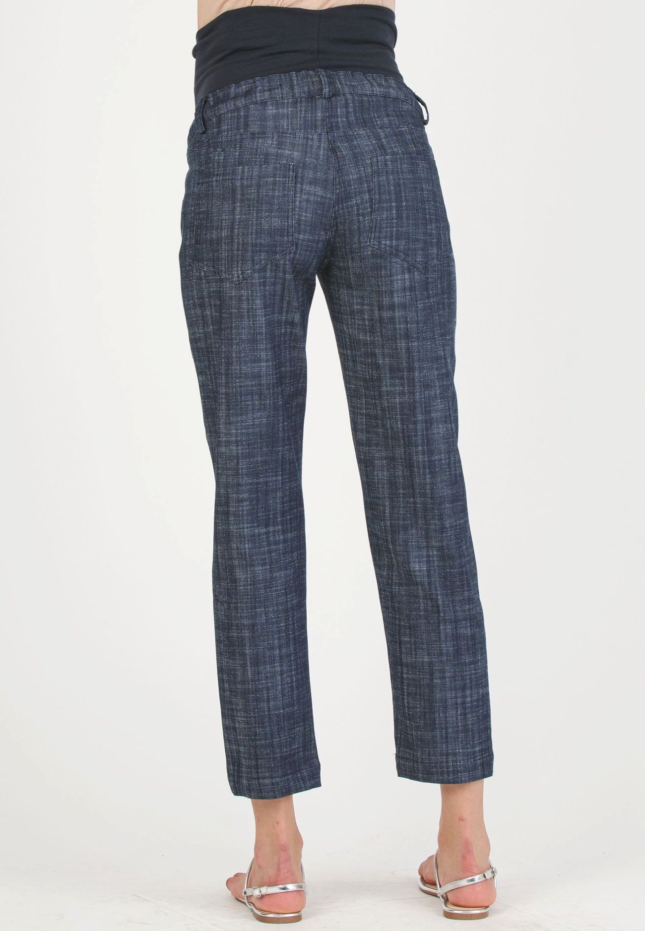 STEPH J - Boyfriend Premaman in Finto Jeans (Blu, XS)