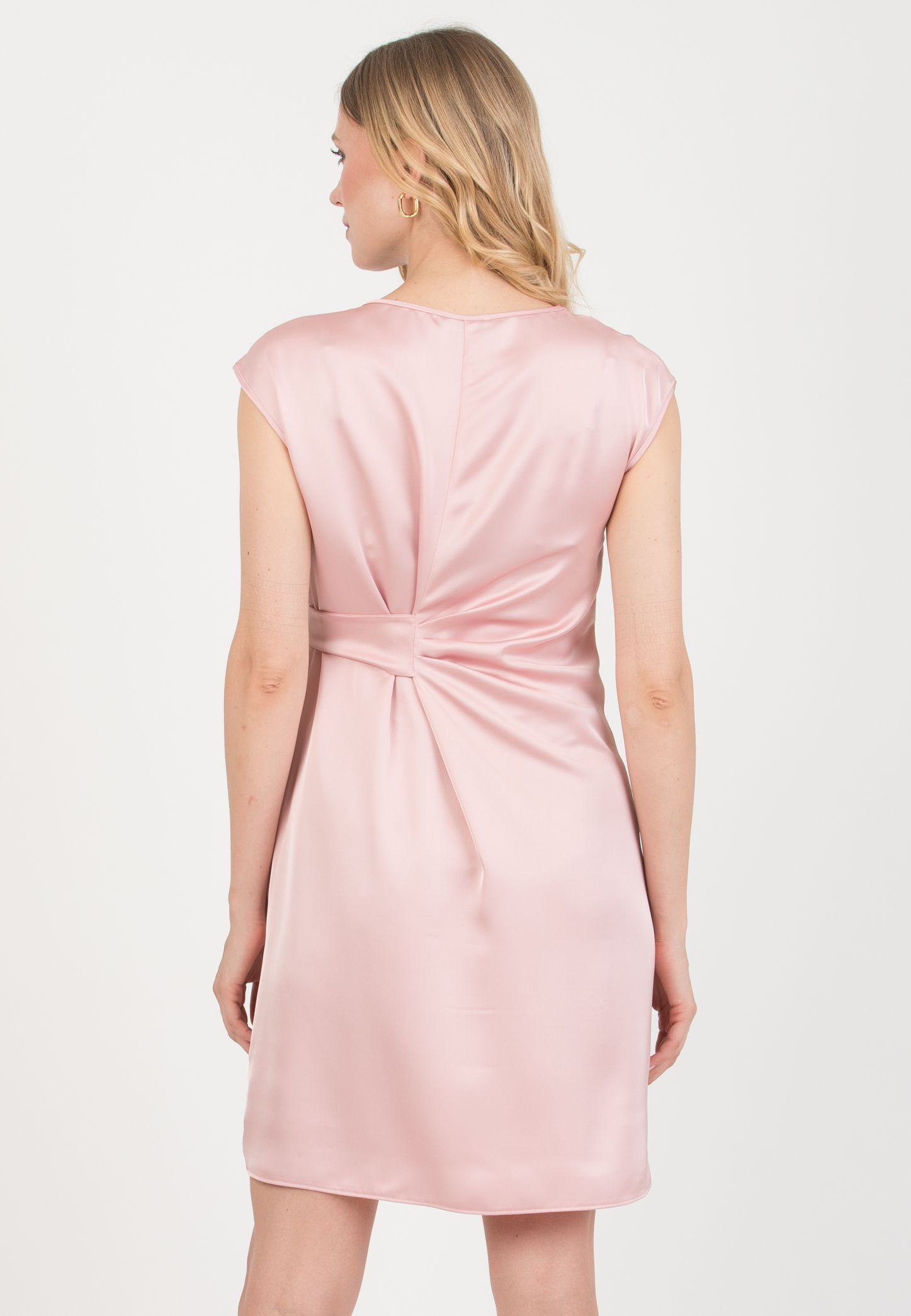 VERONICA - Maternity Satin Dress with Adjustable Tie (Cipria)
