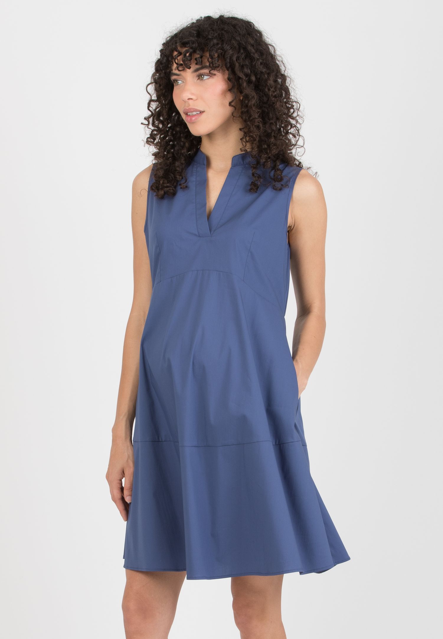 FLORENCE - Maternity Dress in Stretch Cotton with Flared Skirt (Denim, XS)