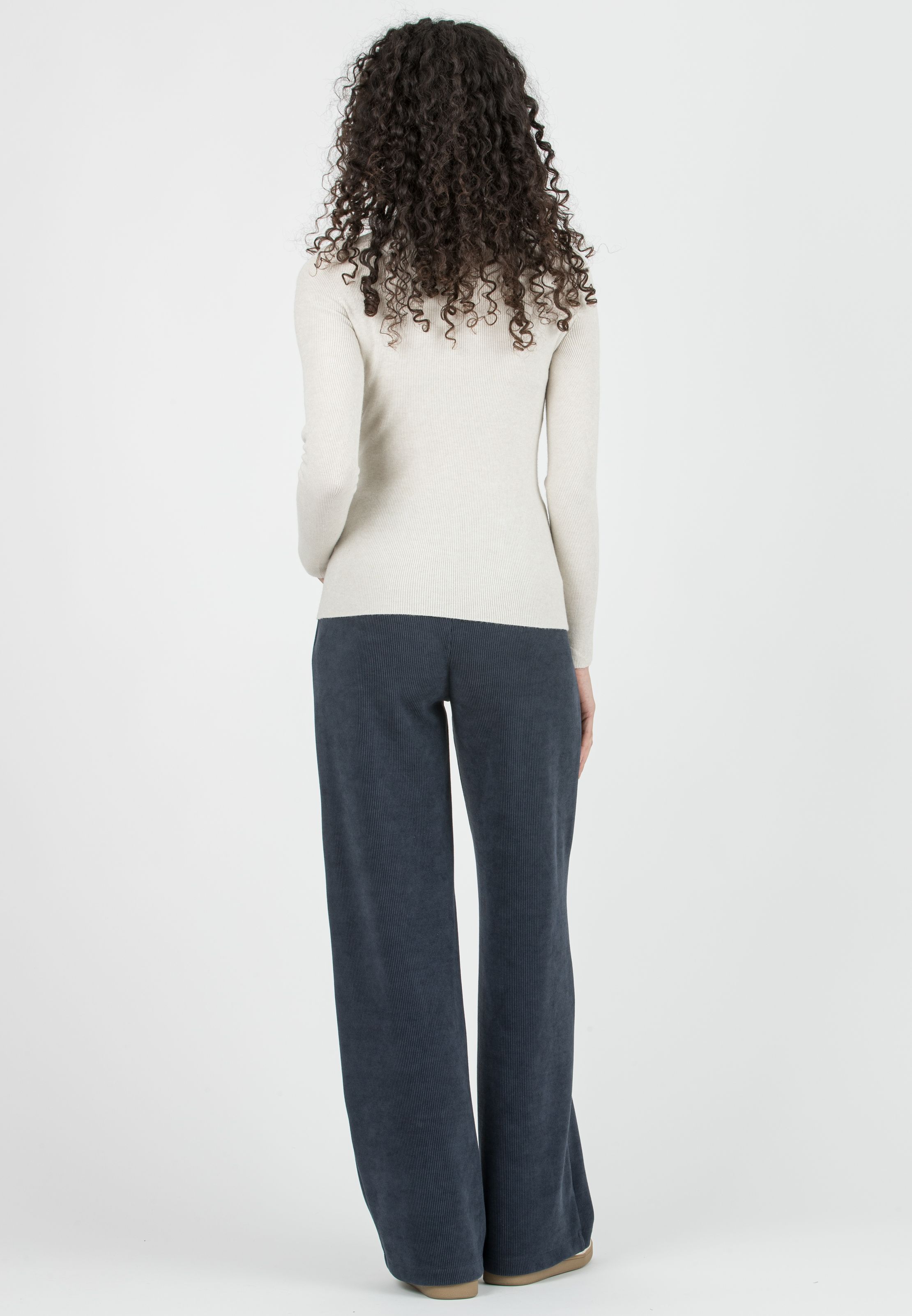 KIMBERLY V - Pantalone Premaman Palazzo in Velluto (Blu, XS)