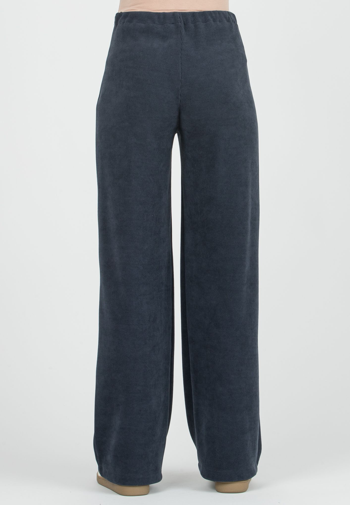 KIMBERLY V - Pantalone Premaman Palazzo in Velluto (Blu, XS)