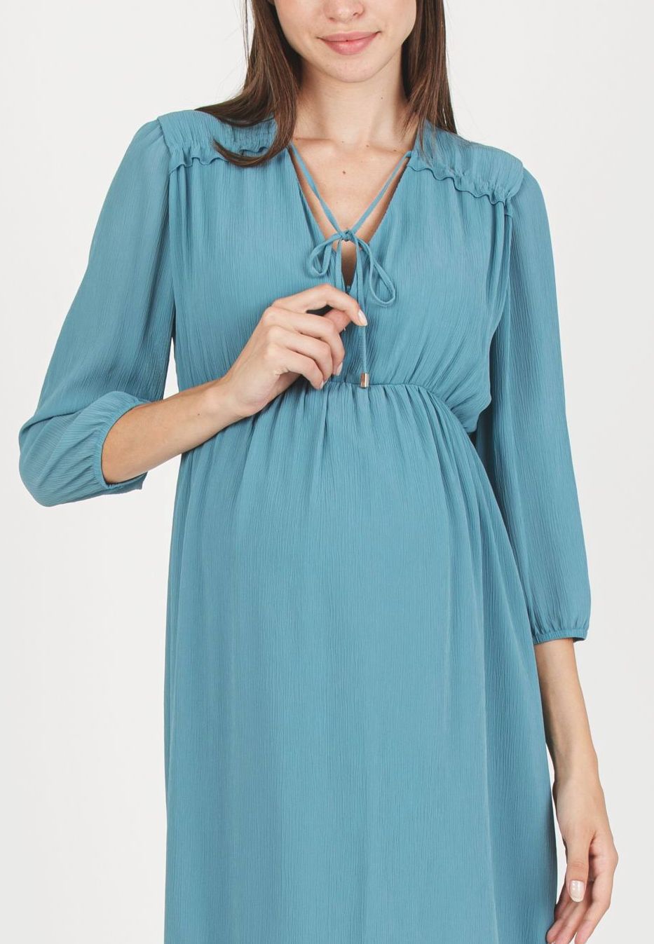 CHRISSY - Abito Premaman & Allattamento in Creponne con Laccio sullo Scollo (Avio, XS)