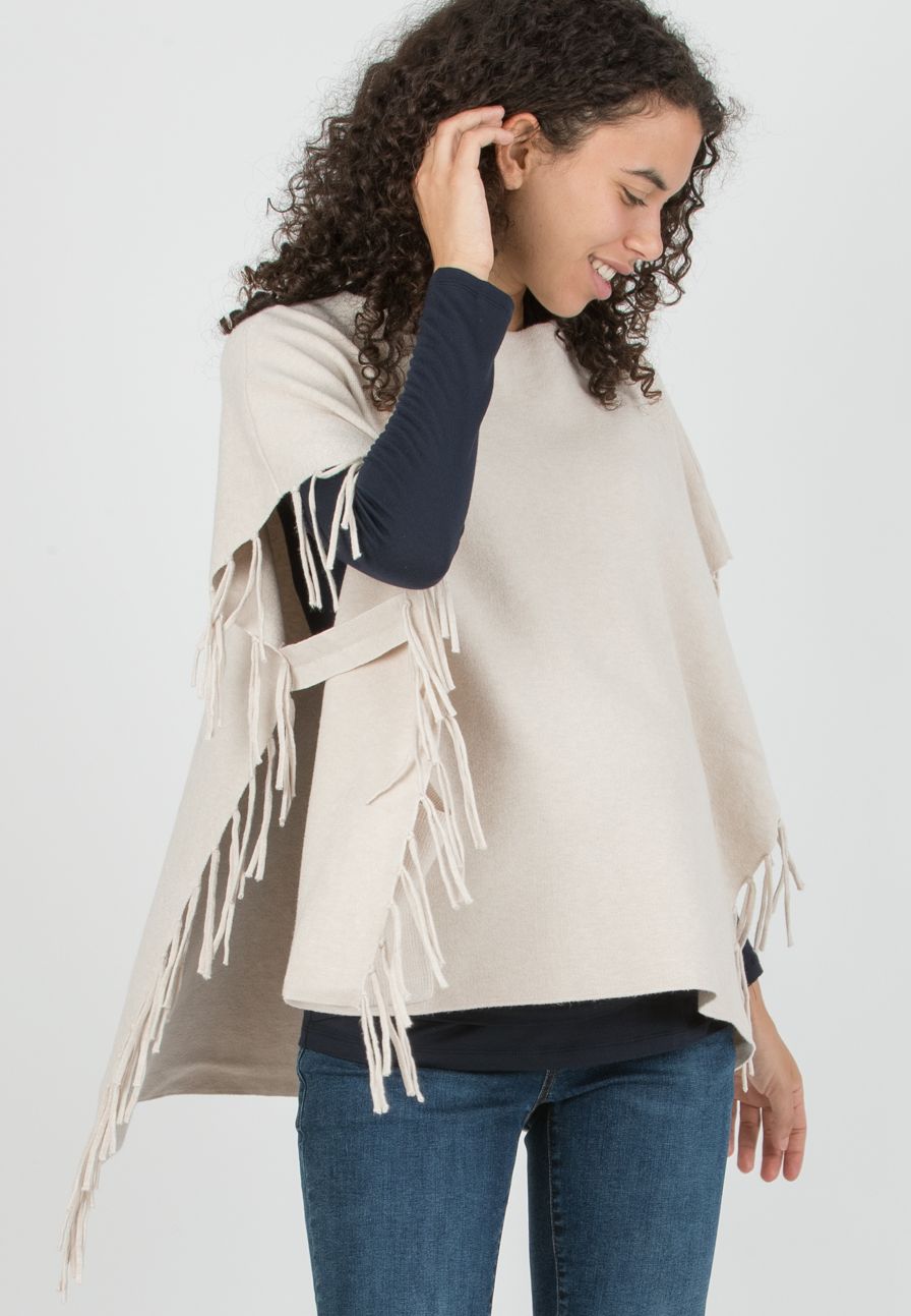 NICOLE - Fringed Maternity Cape (Naturale)