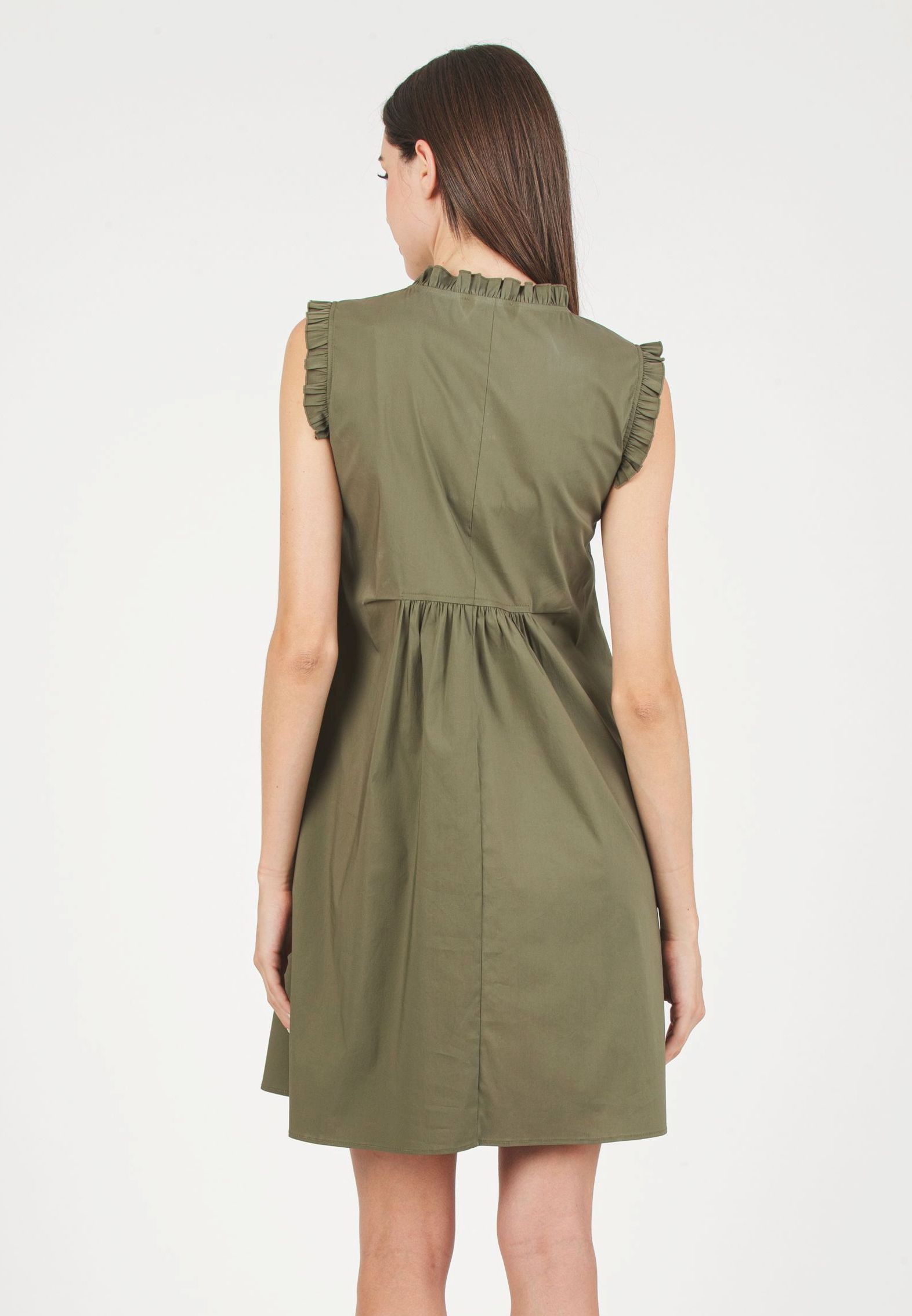 SOFIA - Abito Premaman in Cotone Stretch con Rouches (Verde Militare, XS)