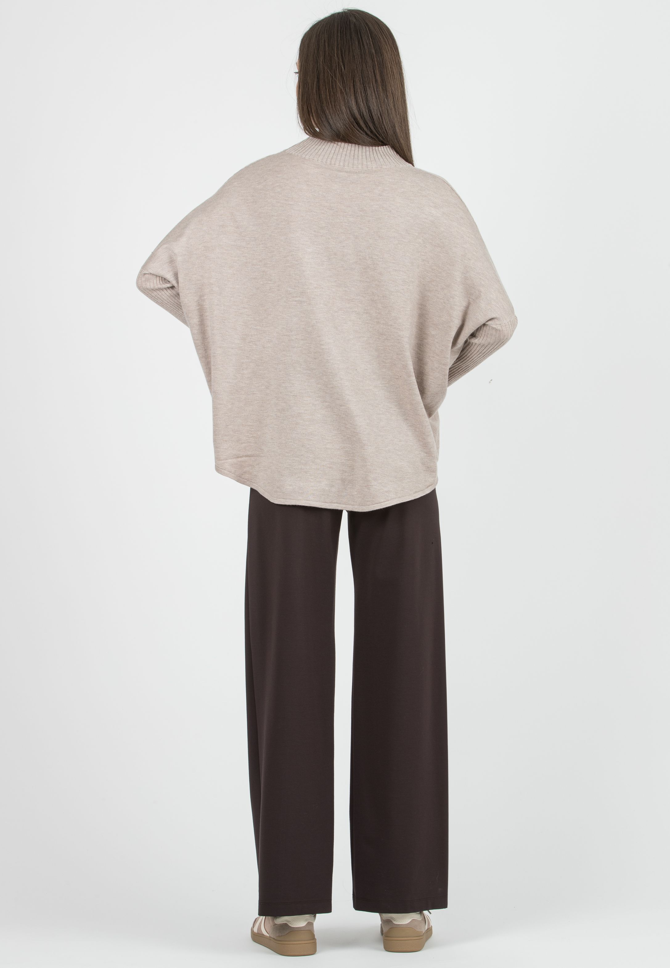 BRENDA - Maternity Wide-Leg Trousers in Lightweight Milano Knit (Marrone)