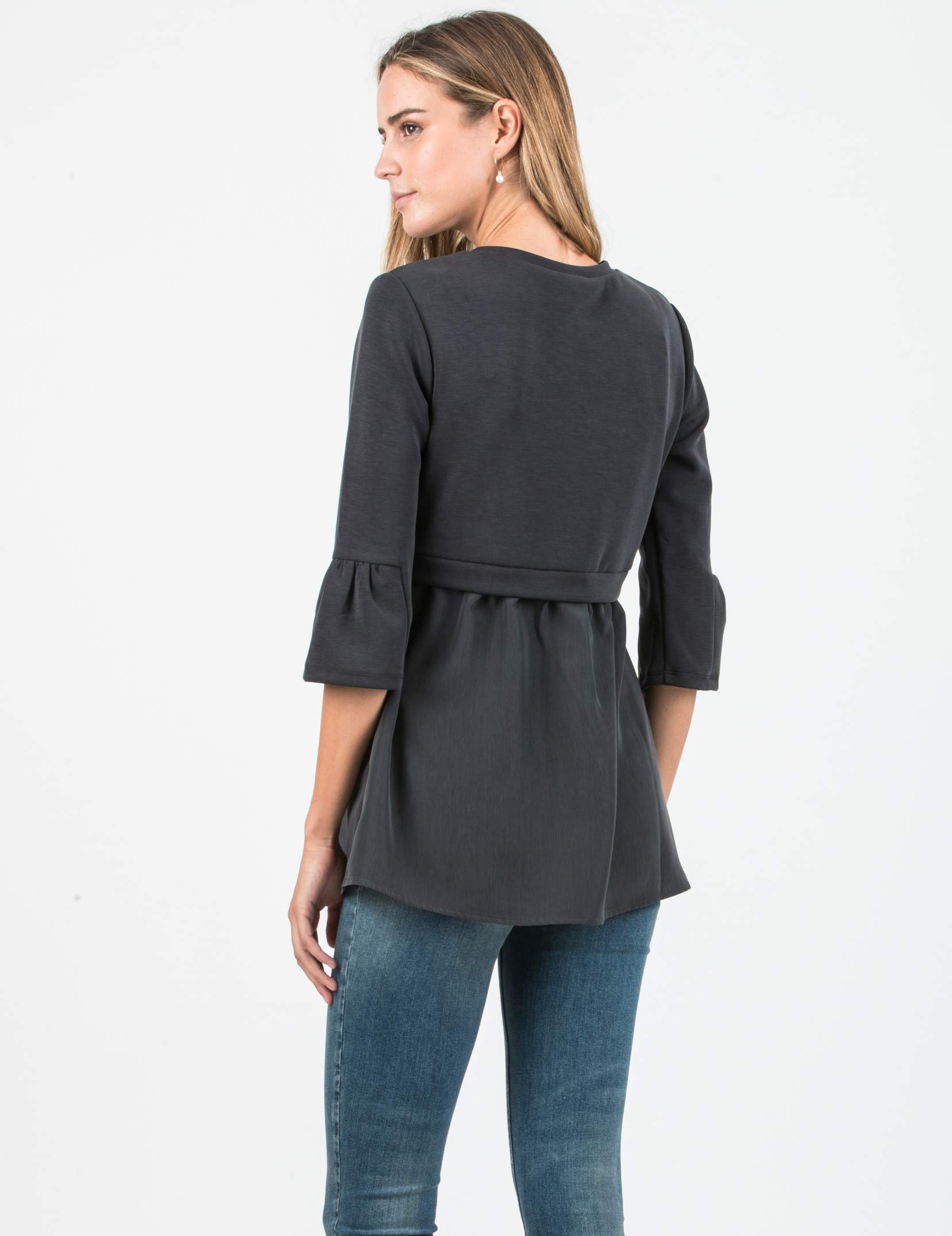 KYLIE - Maglia Premaman & Allattamento in Modal e Raso (Antracite, XS)