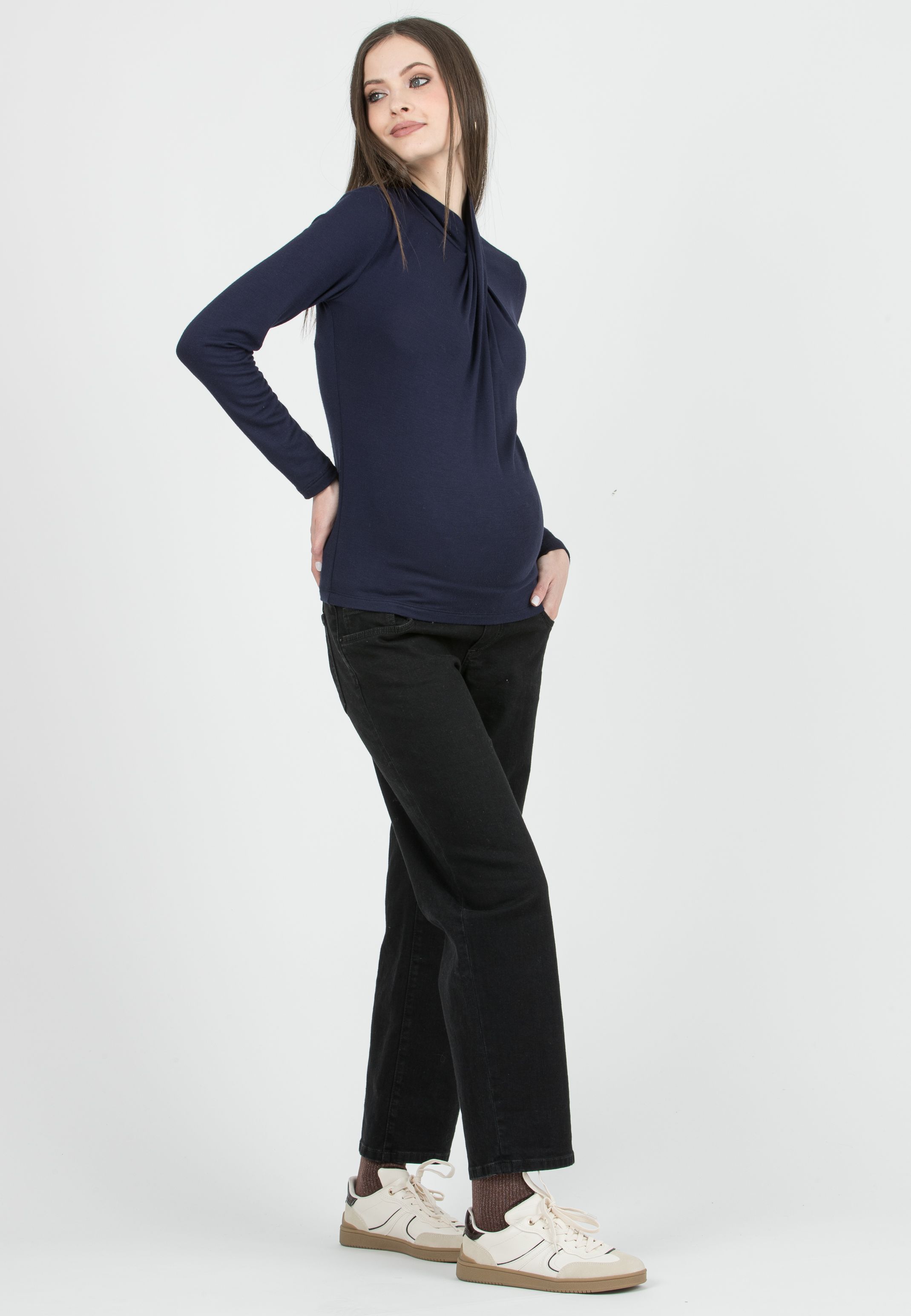MARINA - Maglia Premaman in Viscosa con Collo Incrociato (Blu)