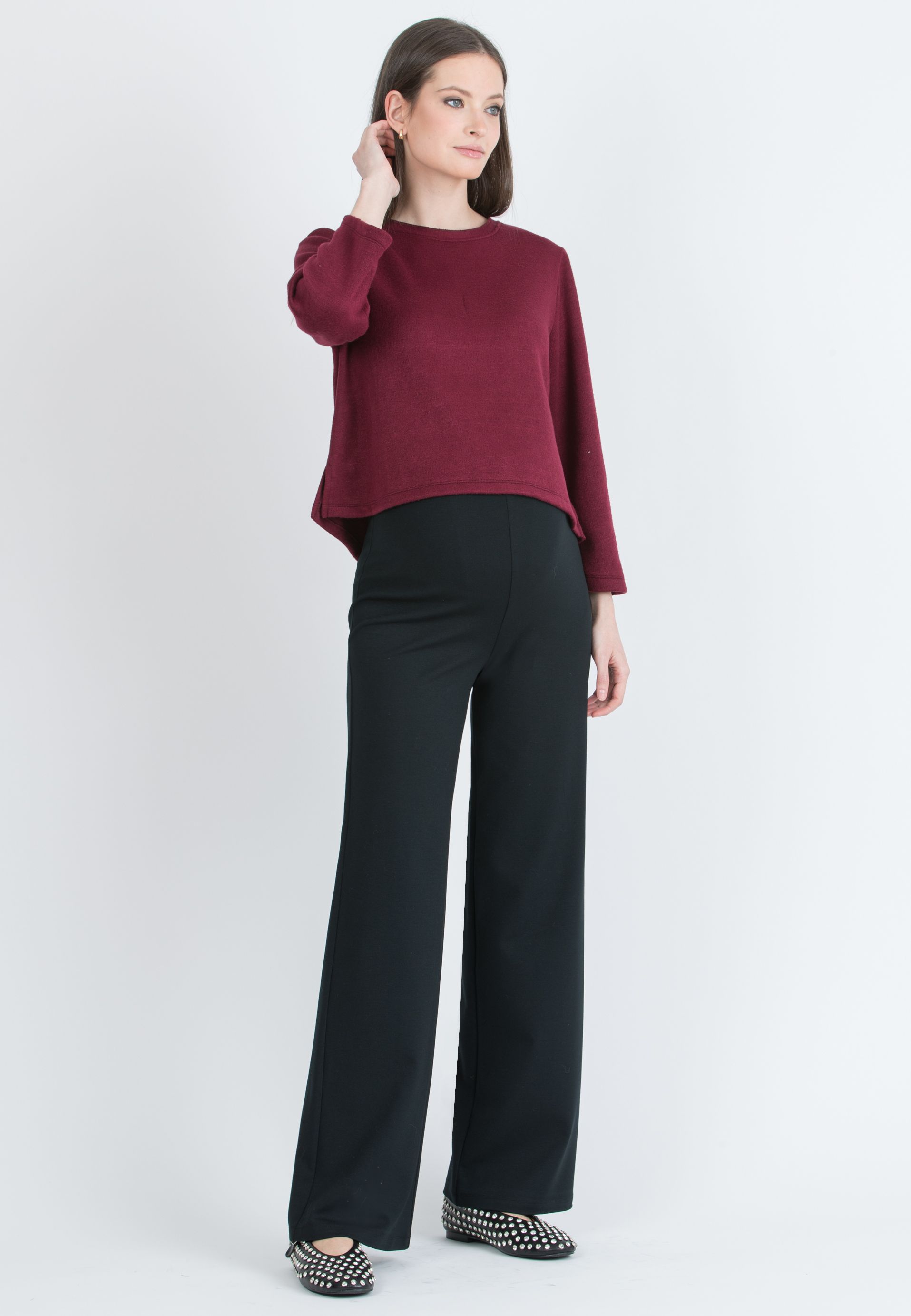 BAILEY - Maternity Sweater with Back Bow (Bordeaux)