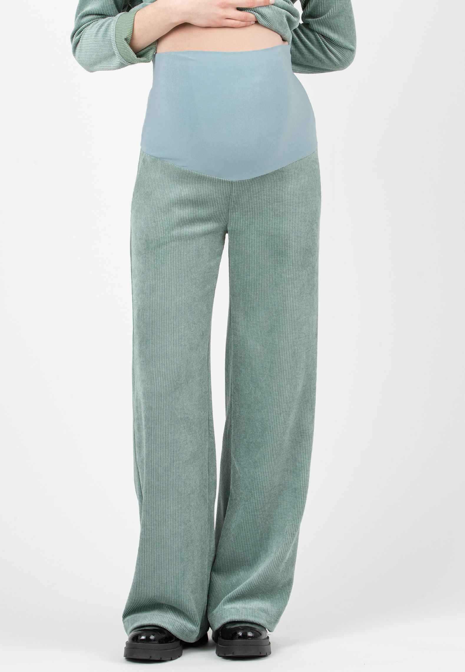 WINONA - Palazzo Maternity Trousers in Soft Corduroy (Acqua)