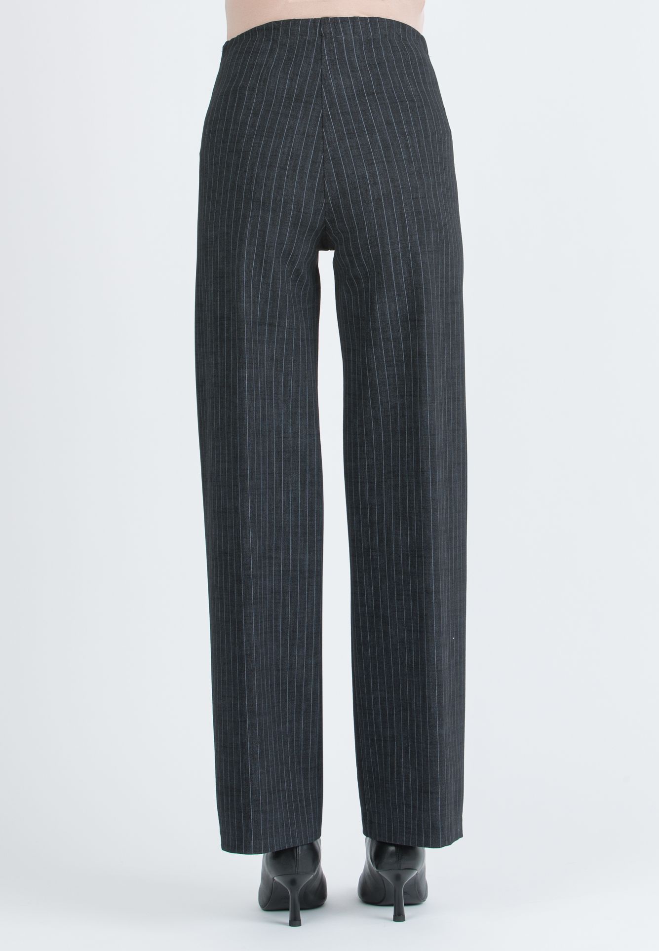 KIMBERLY G - Pantalone Premaman Palazzo in Punto Milano Invernale Gessato (Nero)