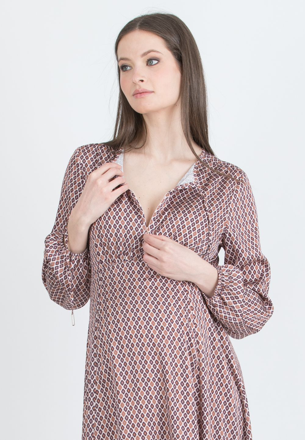 MARY F - Maternity & Nursing Dress with Bow Detail and Zip (Rosa)
