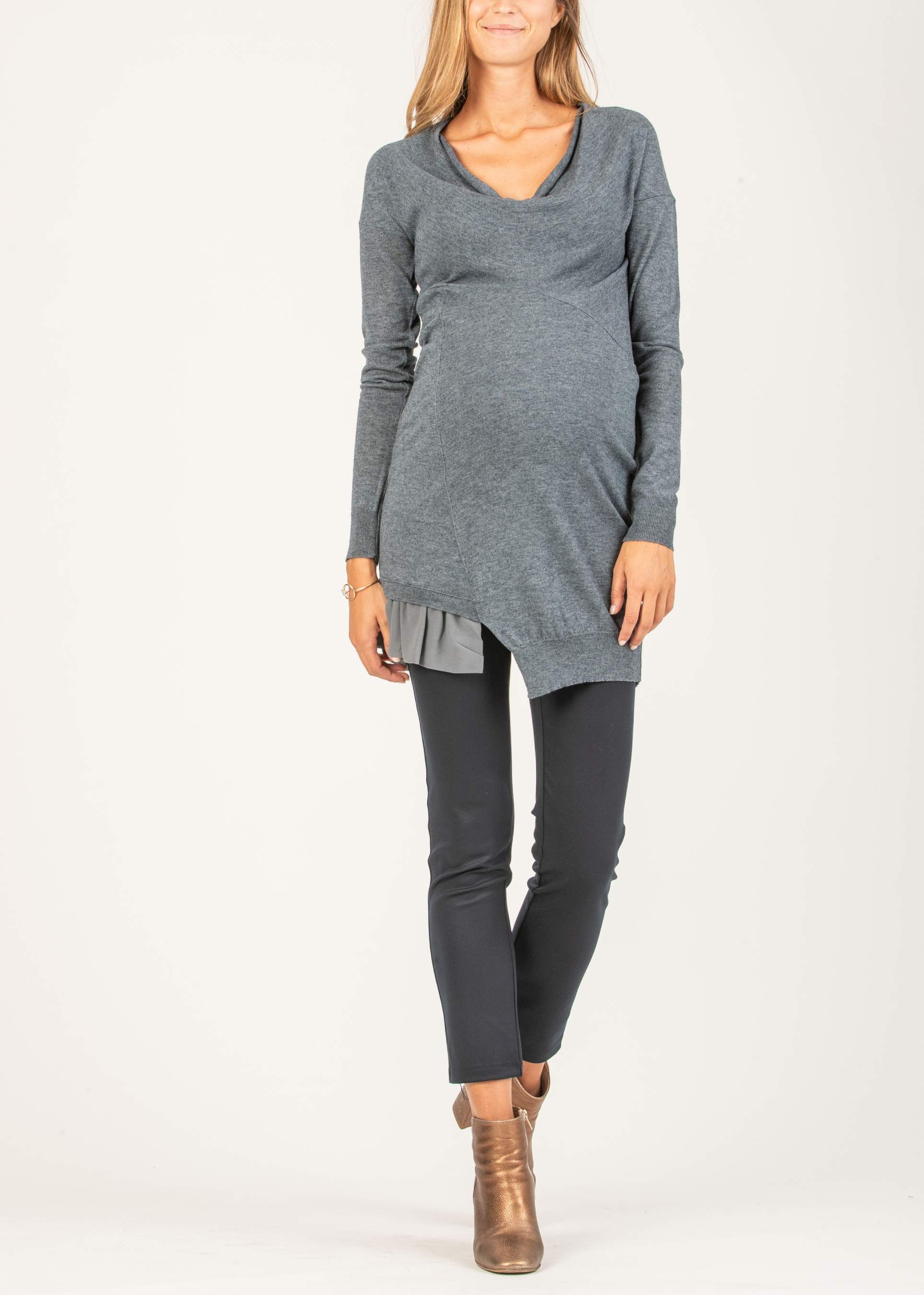 Pantalone Premaman Bielastico (Blu, XXS)