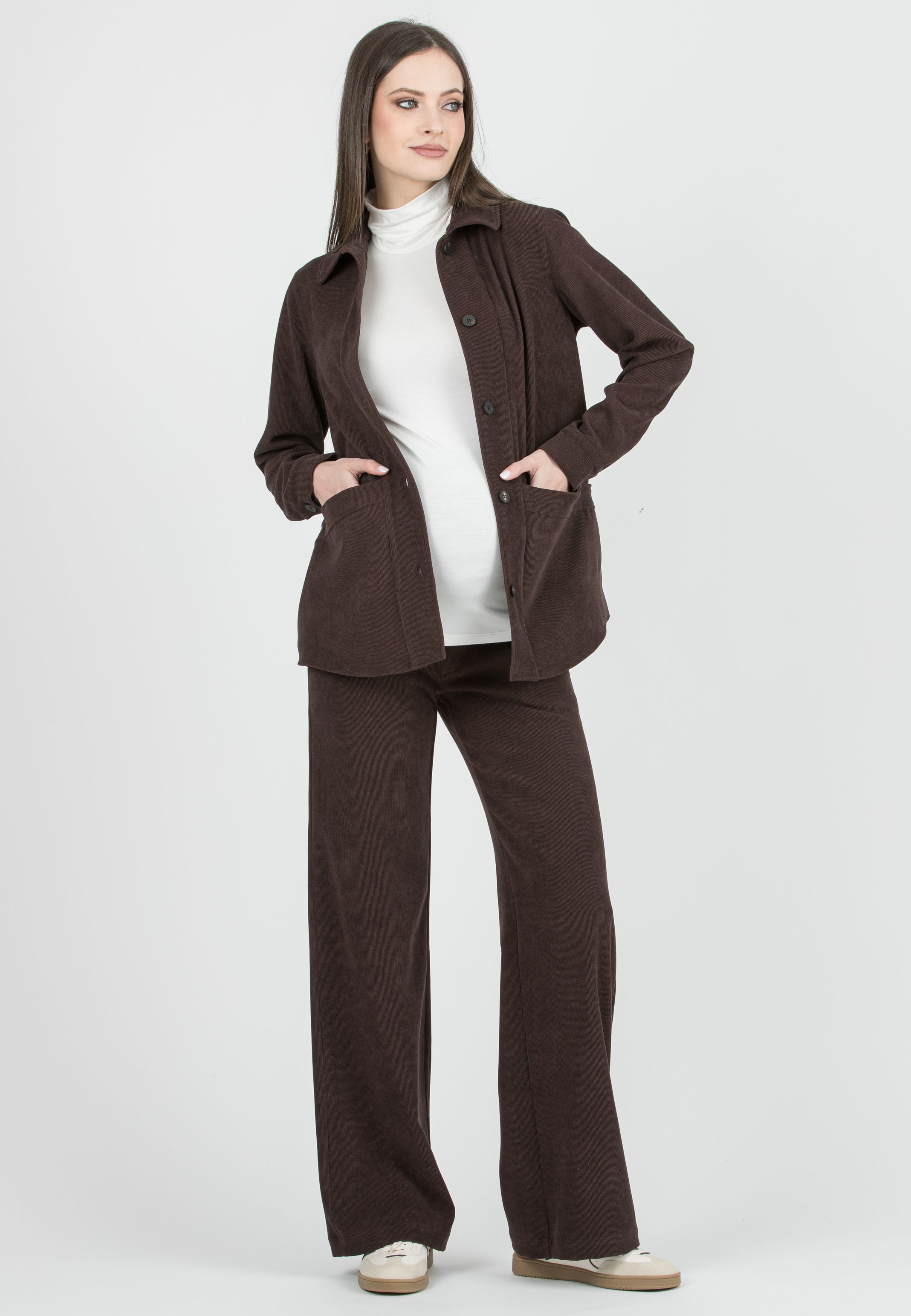 ELETTRA – Maternity Jacket in Velvet (Marrone)