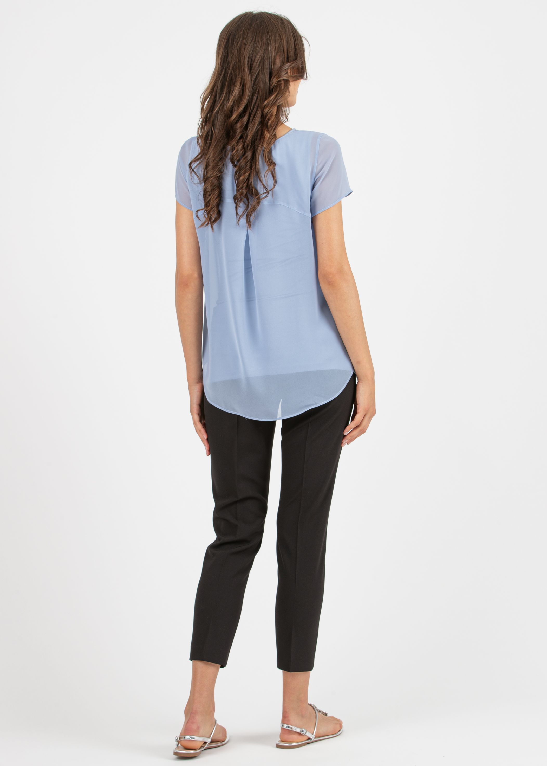 LAURA - Double Layer Maternity T-Shirt in Chiffon and Jersey (Grigio Perla , XS)