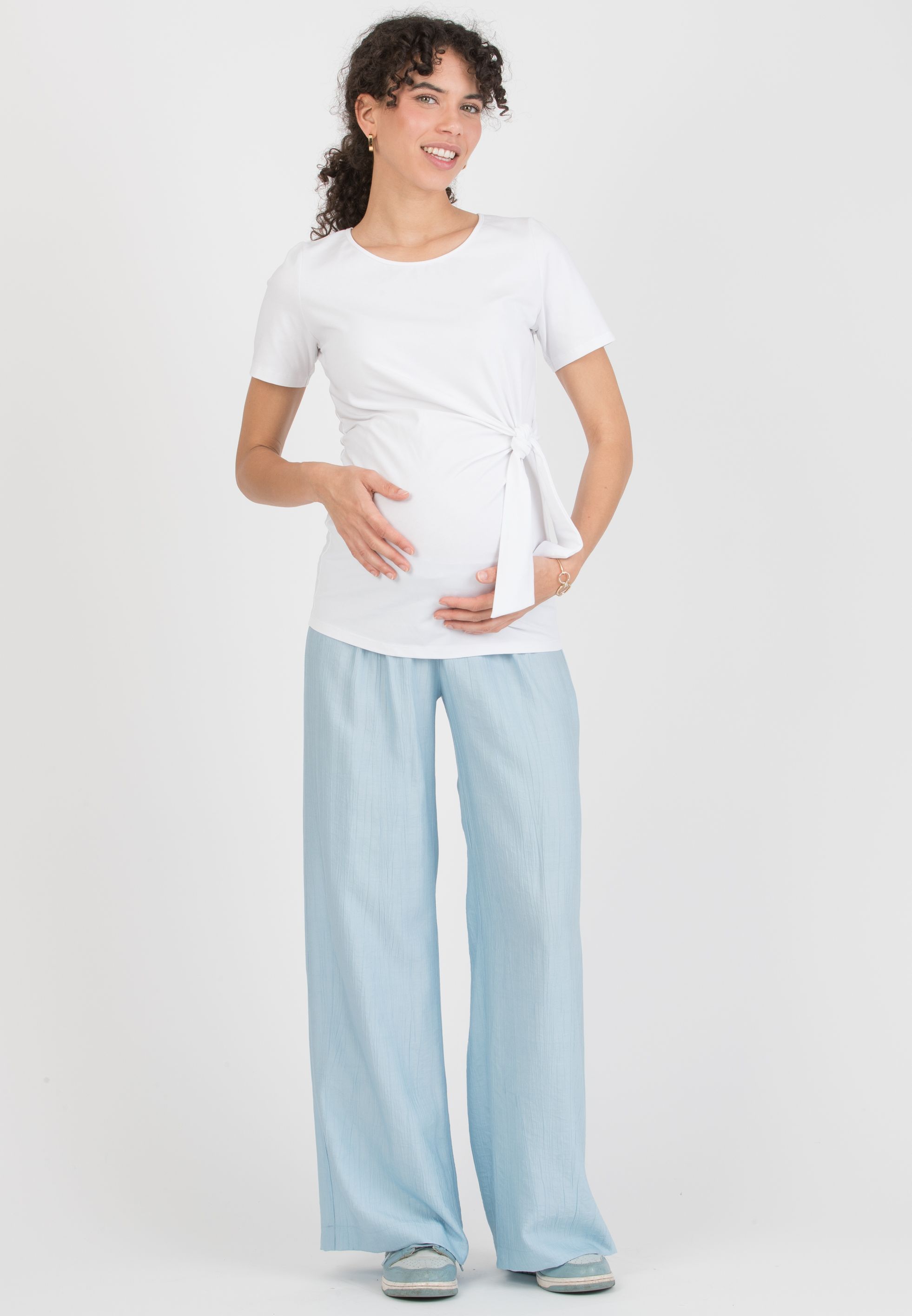 GUENDALINA LG - Maternity Palazzo Trousers in Viscose (Azzurro)