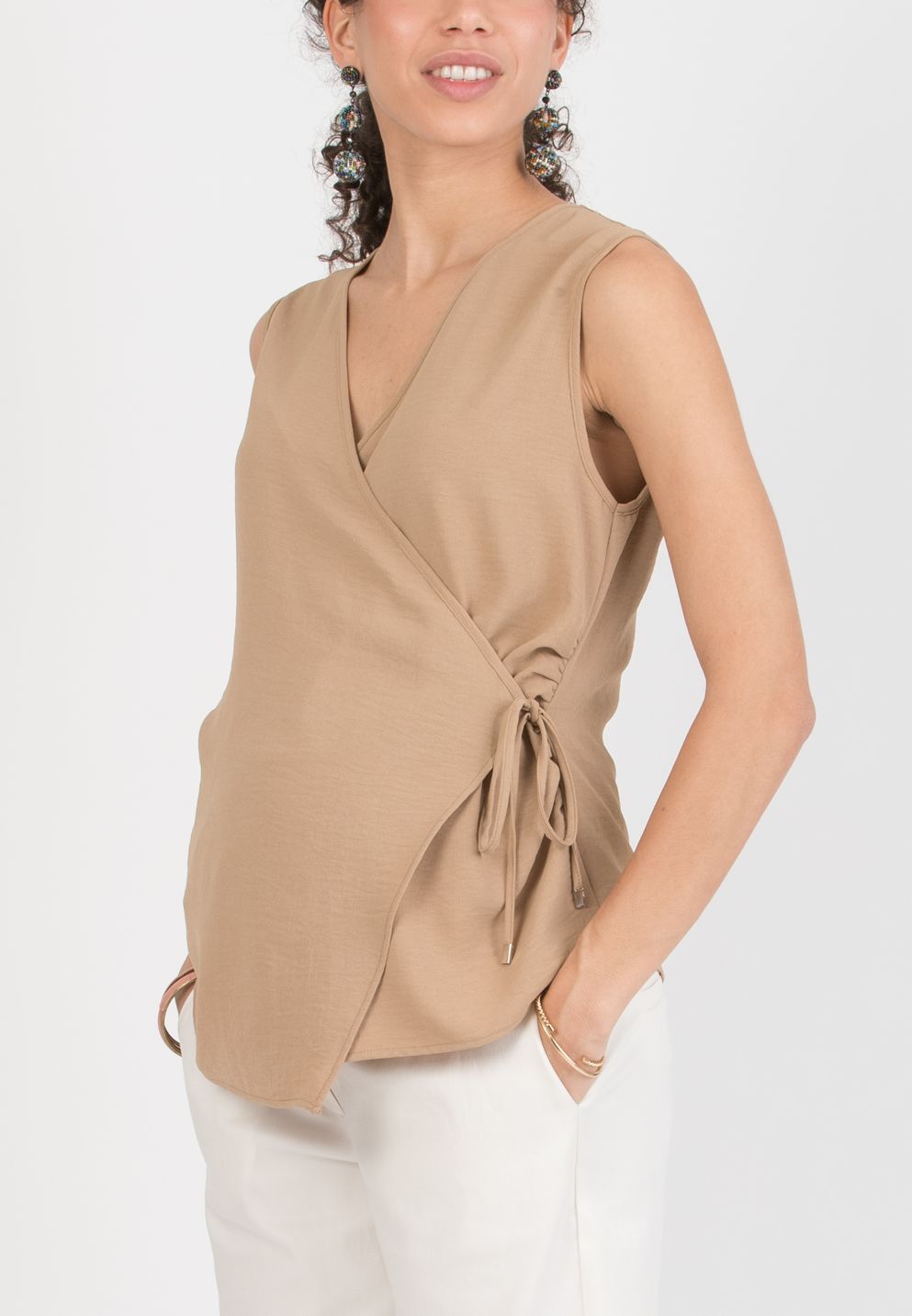 MADDOX - Cross-Over Maternity Gilet (Cammello)
