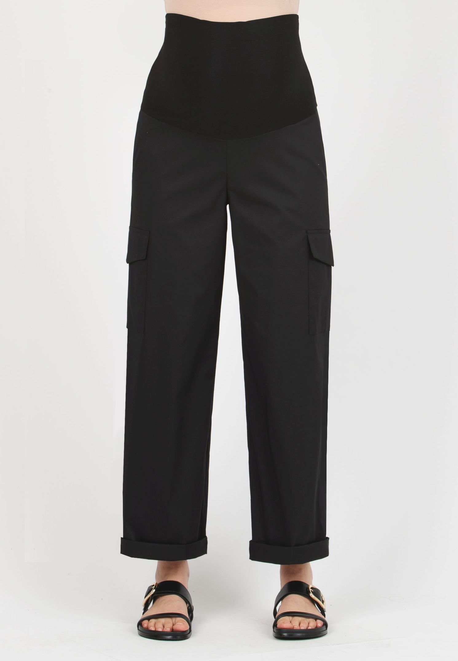 PALOMA - Maternity Cargo Trousers in Cotton (Black, XS)