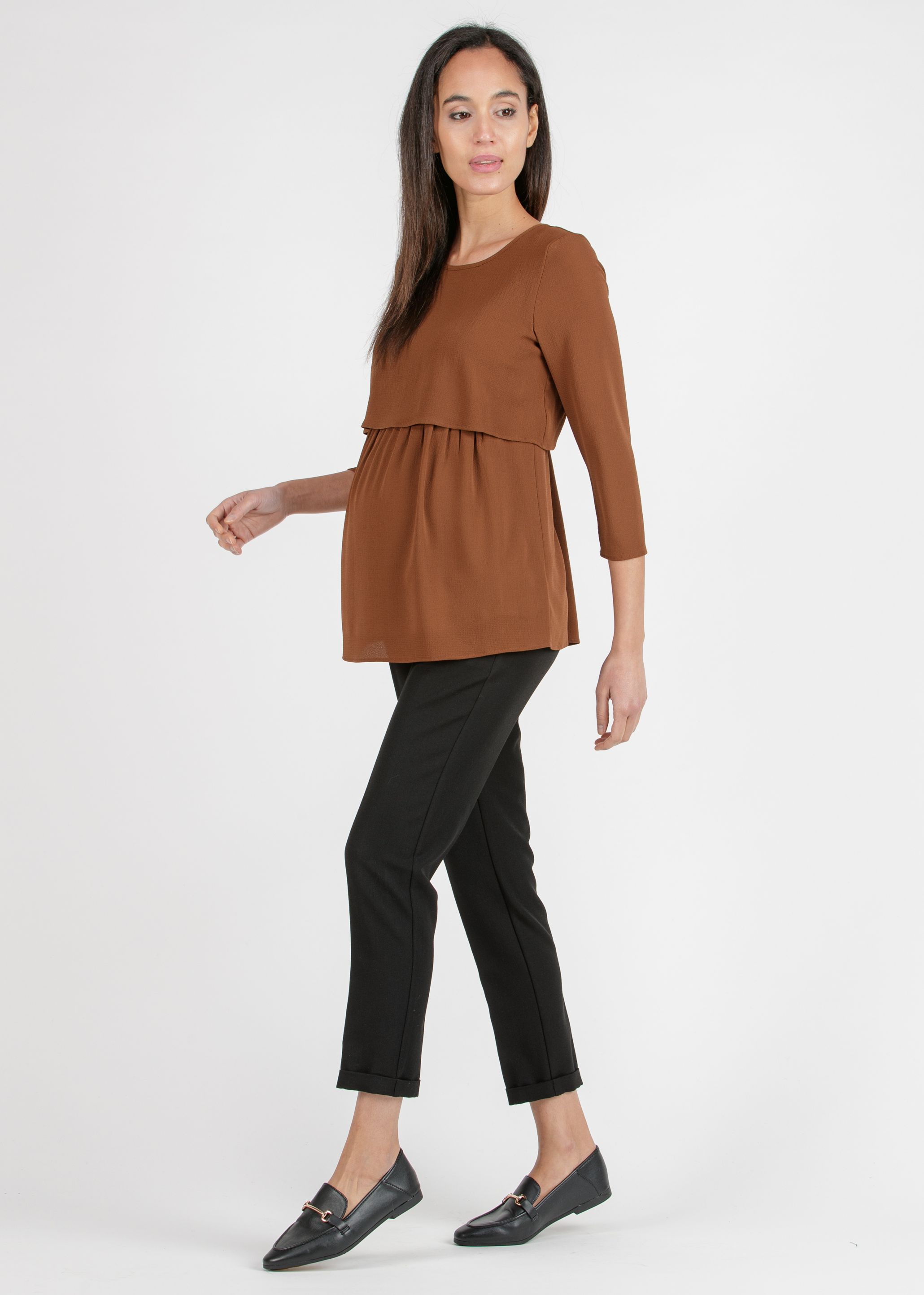 CAROLA - Pantalone Premaman Relax Fit In Gabardina (Nero, XS)