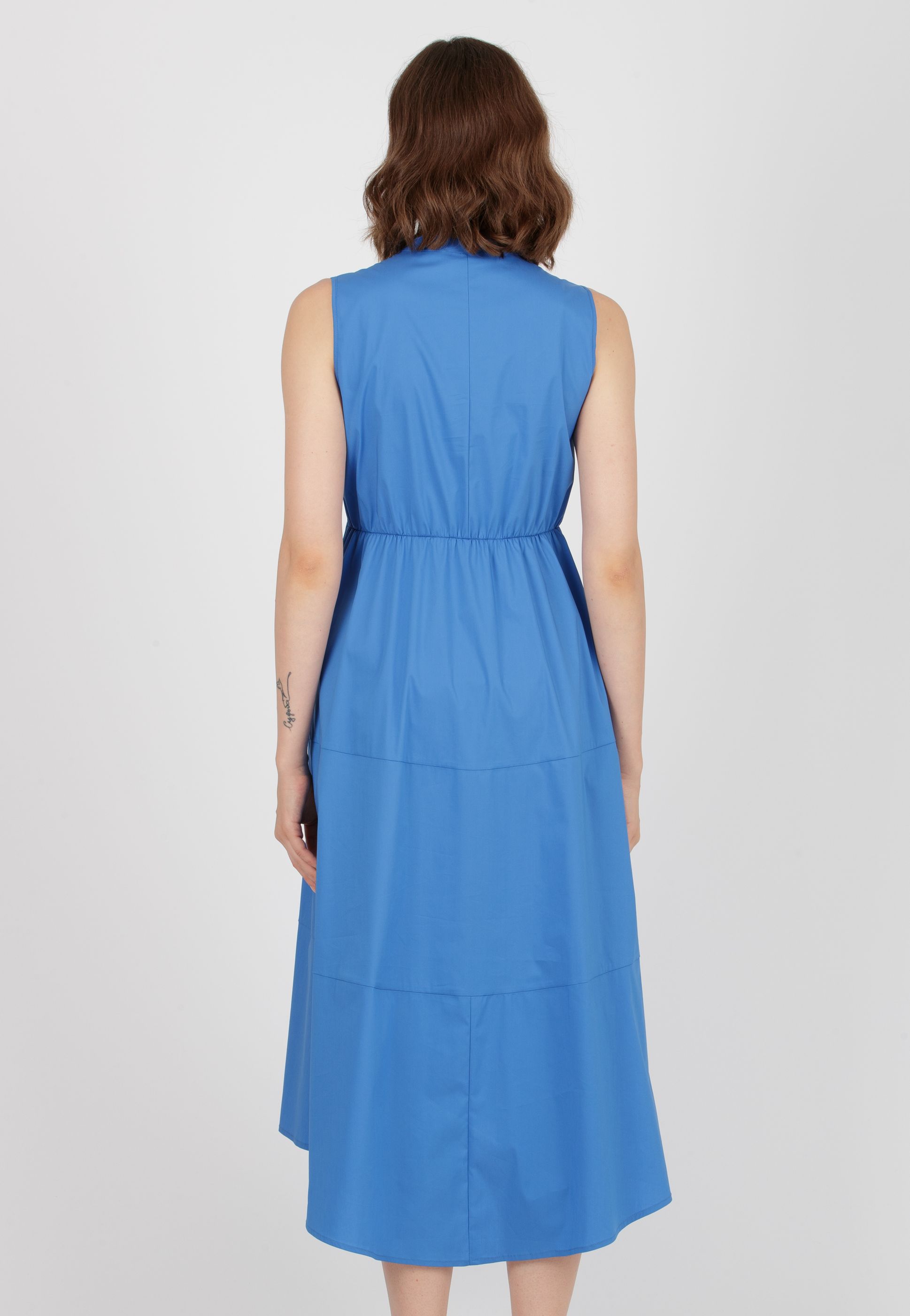 FLORENCE - Maternity Midi Dress in Stretch Cotton with Flared Skirt (China Blue, XS)