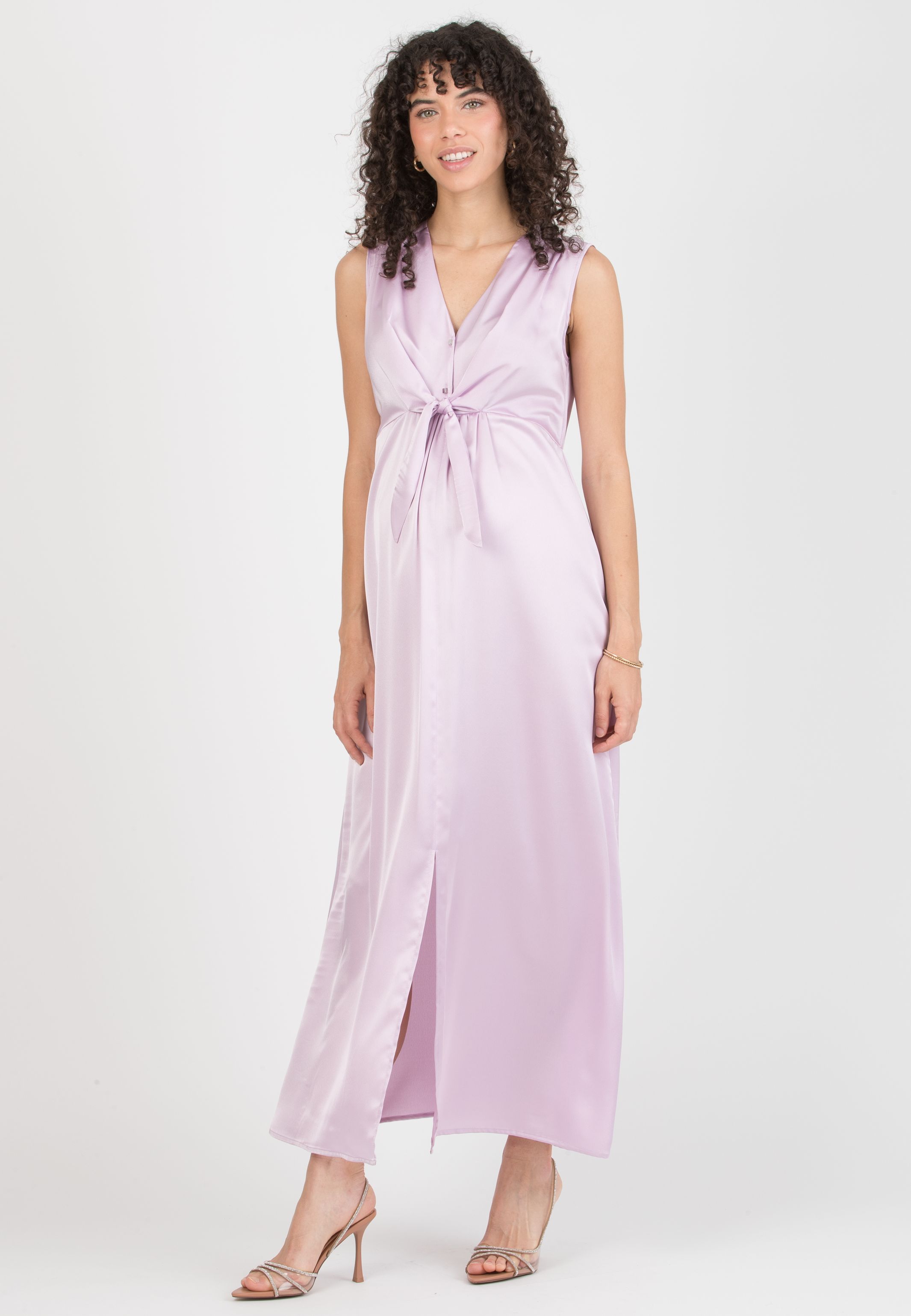 BELEN MAXI - Satin Maternity & Nursing Maxi Dress (Glicine)