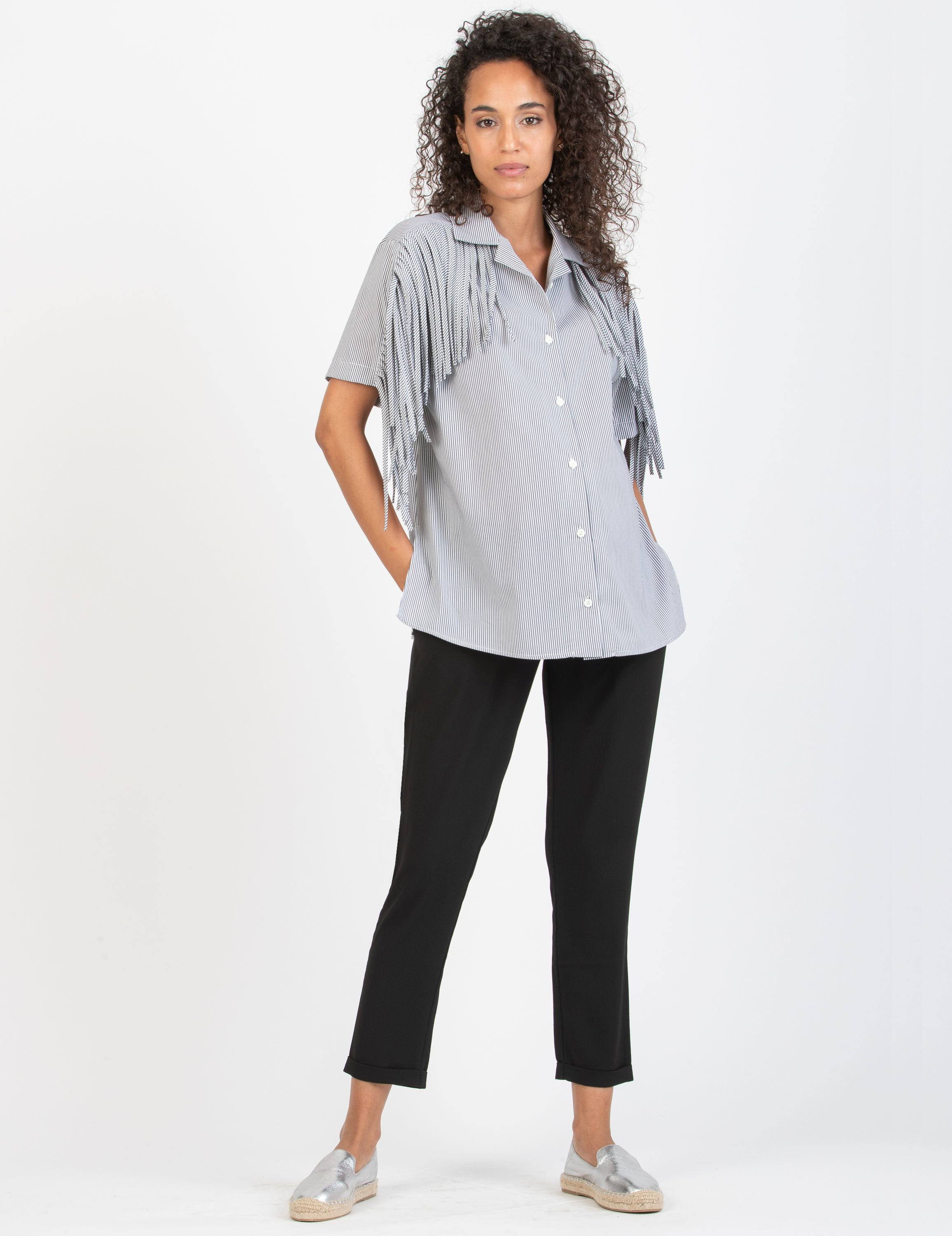 SILVIA F - Pantalone Premaman Jogger in Tela (Nero, XS)