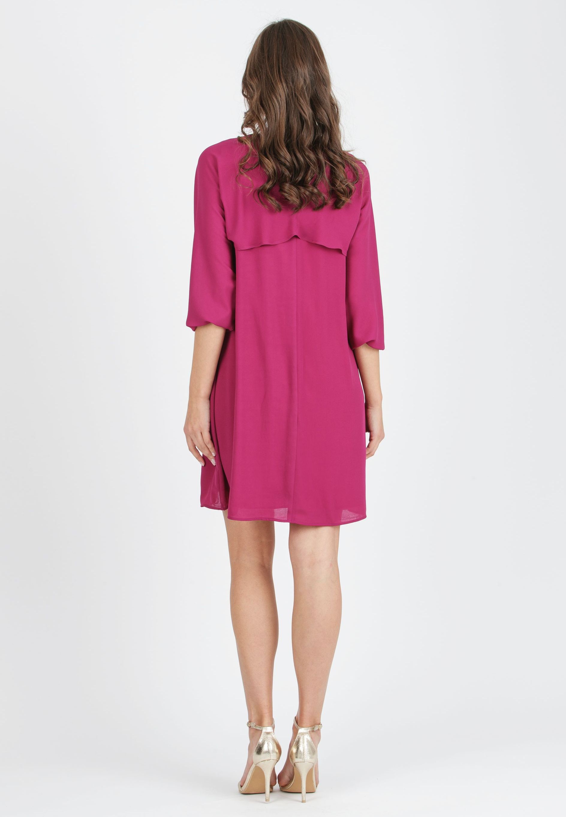 ISABELLA - Abito Premaman con Nodo sullo Scollo (Ciclamino, XS)